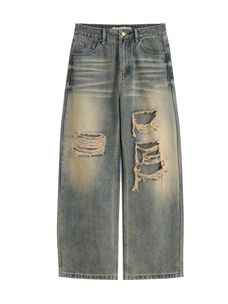 Vintage Washed Wide-Leg Jeans