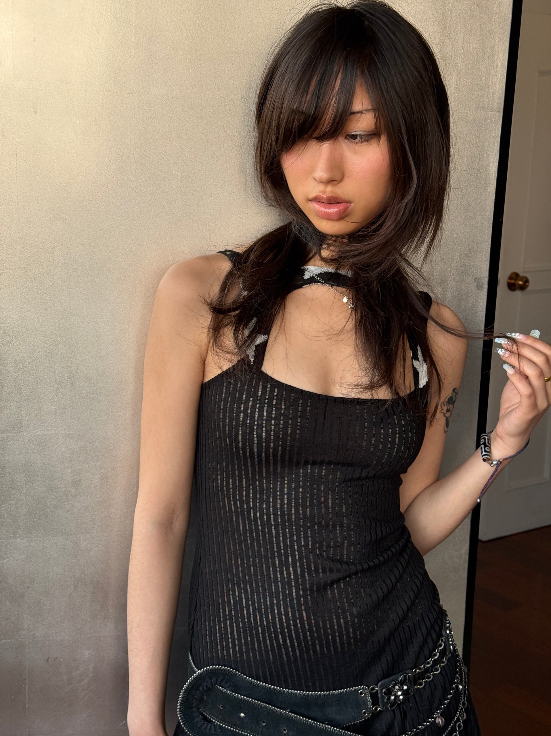 Punk Star Striped Slip Dress with Leggings