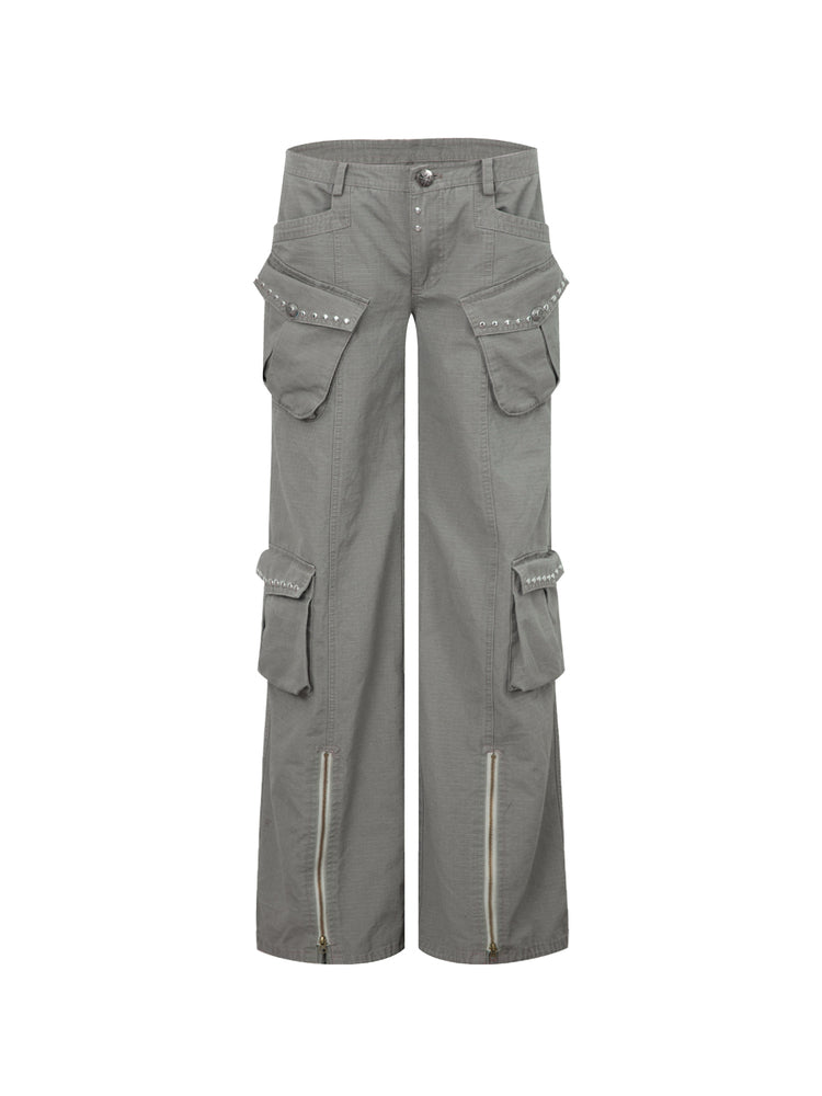 Western Style Wide-Leg Utility Pants