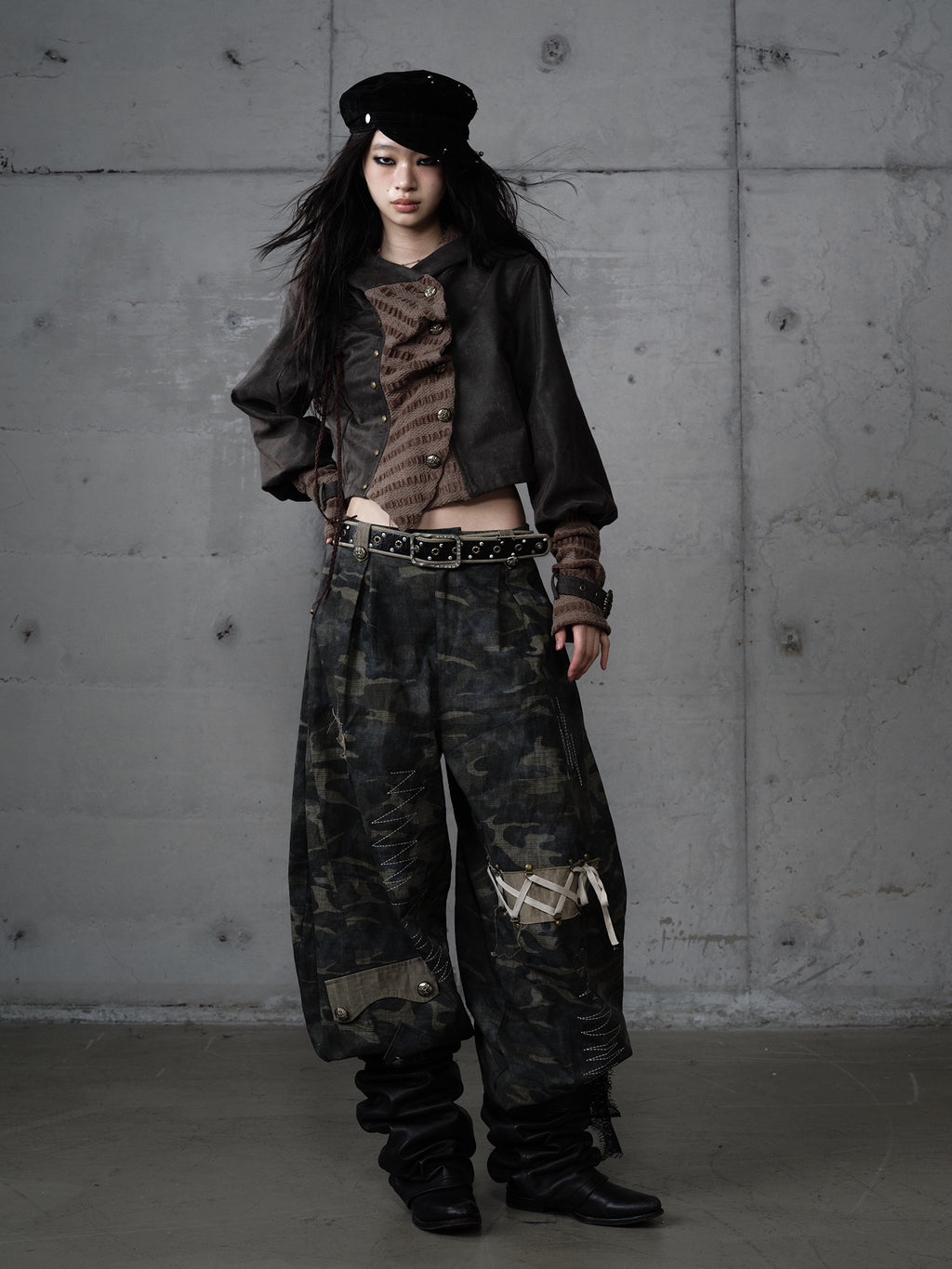 Deconstructed Knit Suede Cropped Jacket