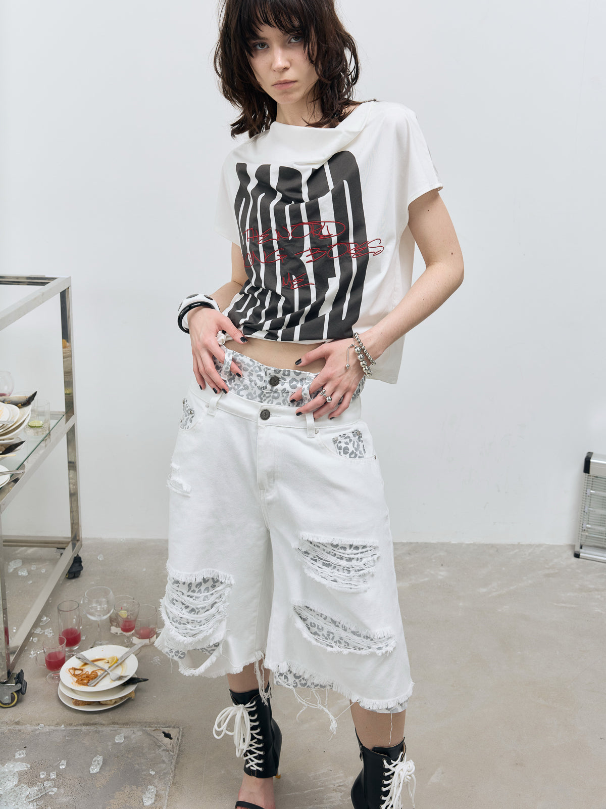 "BORED" Embroidered Deconstructed Tee