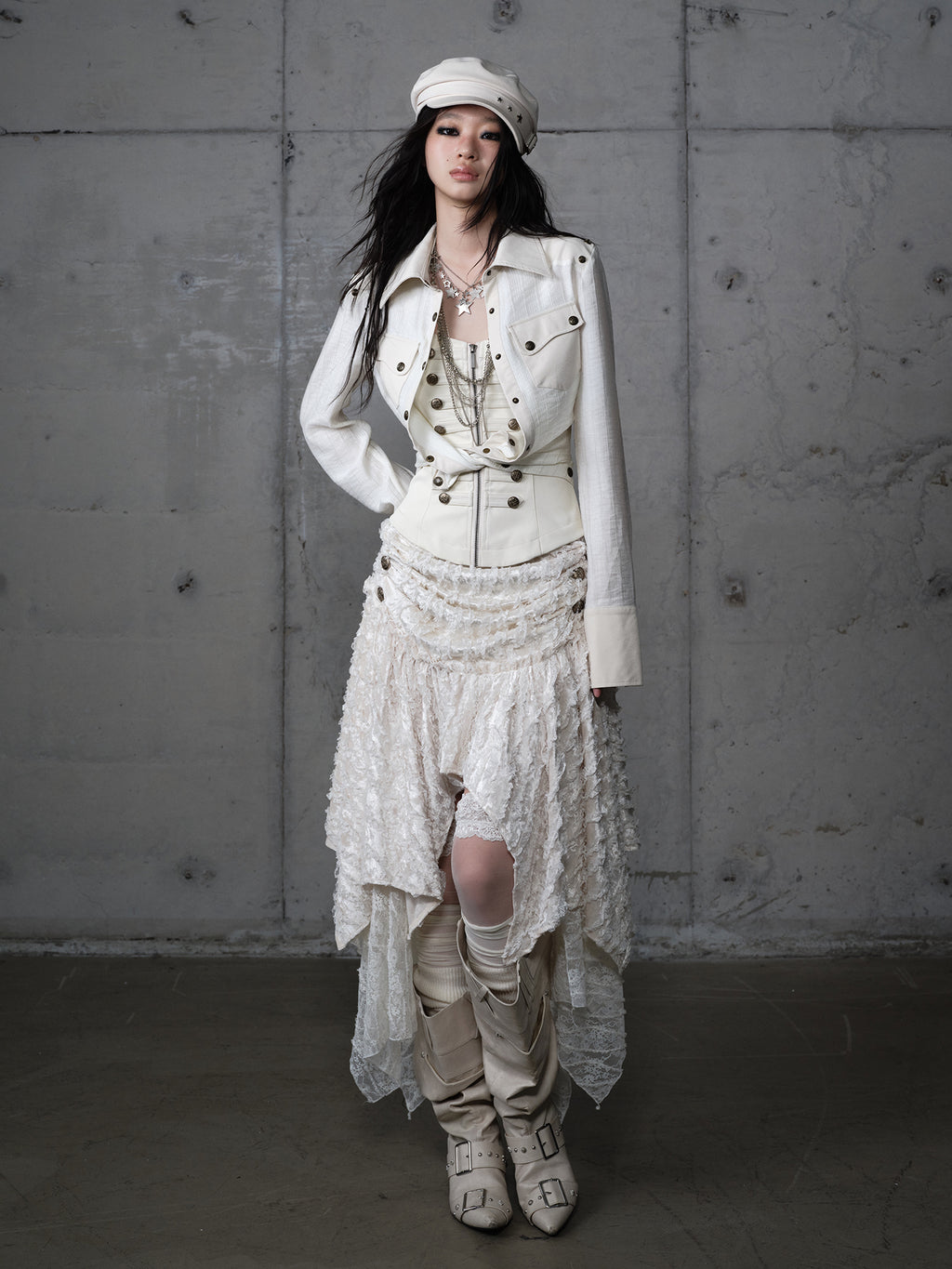 Plaid Velvet Leather Corset Asymmetric Halter Dress