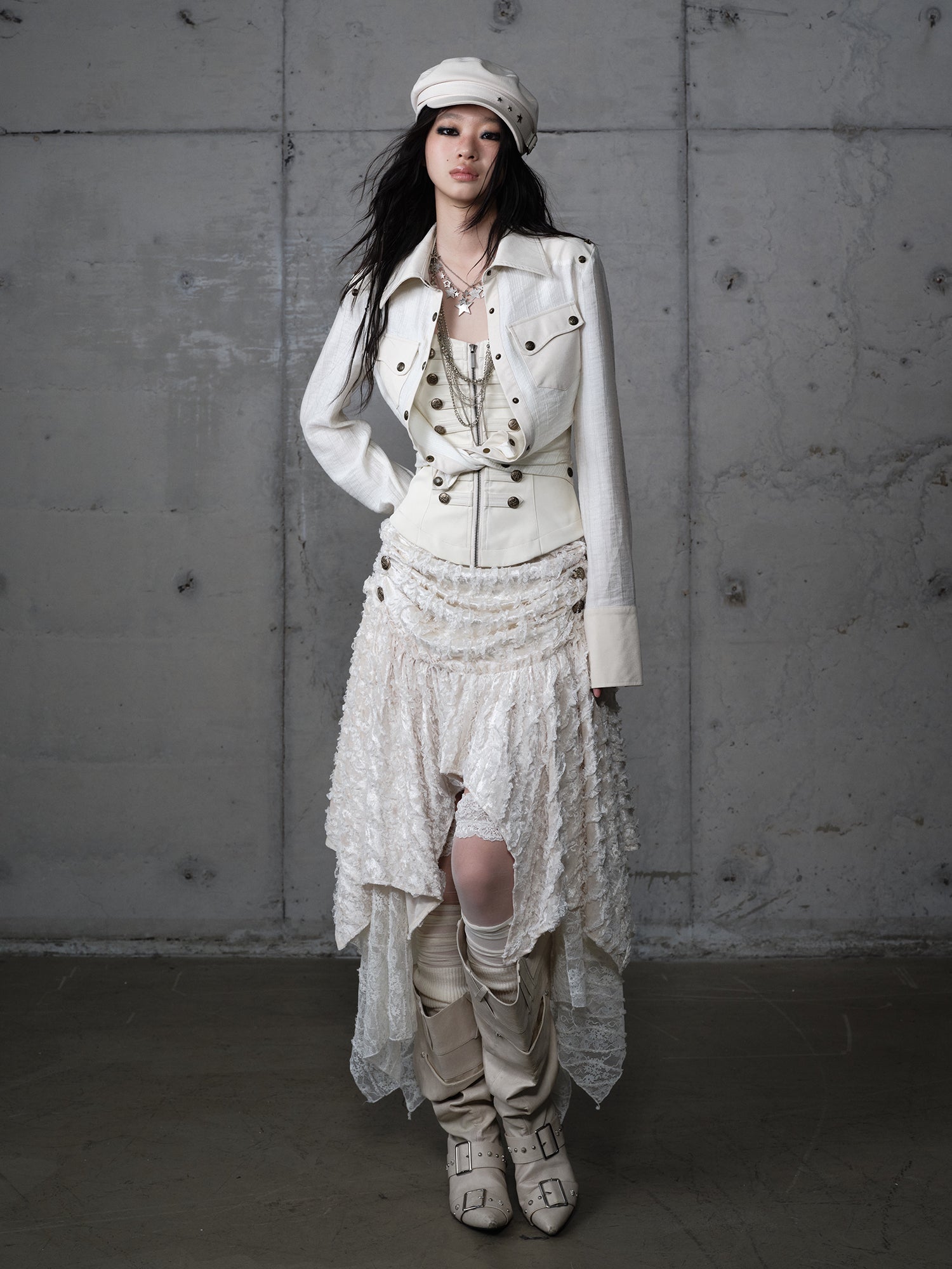 Plaid Velvet Leather Corset Asymmetric Halter Dress