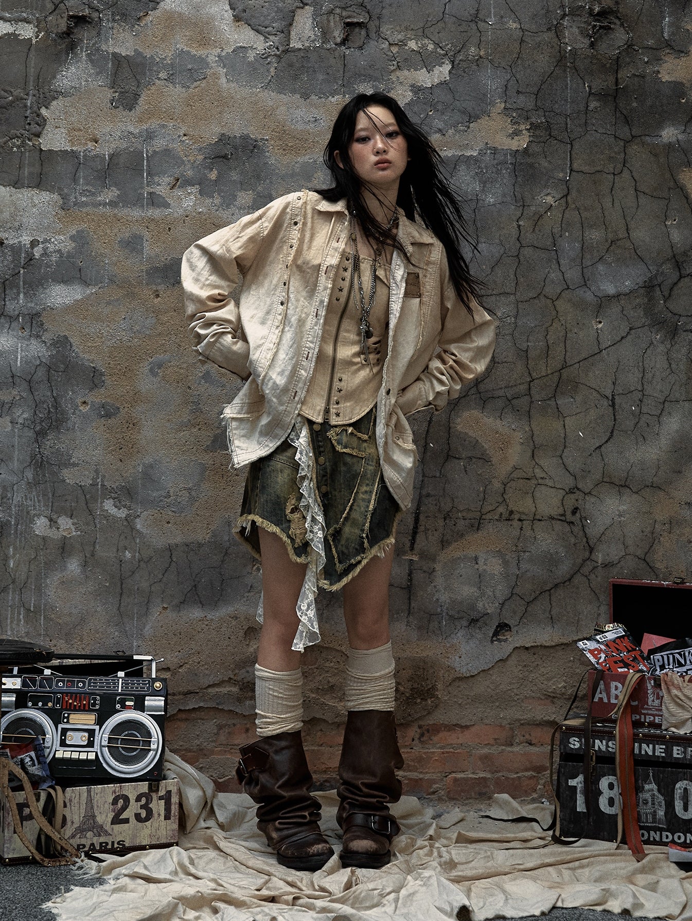 Vintage Wash Color-Block Linen Shirt