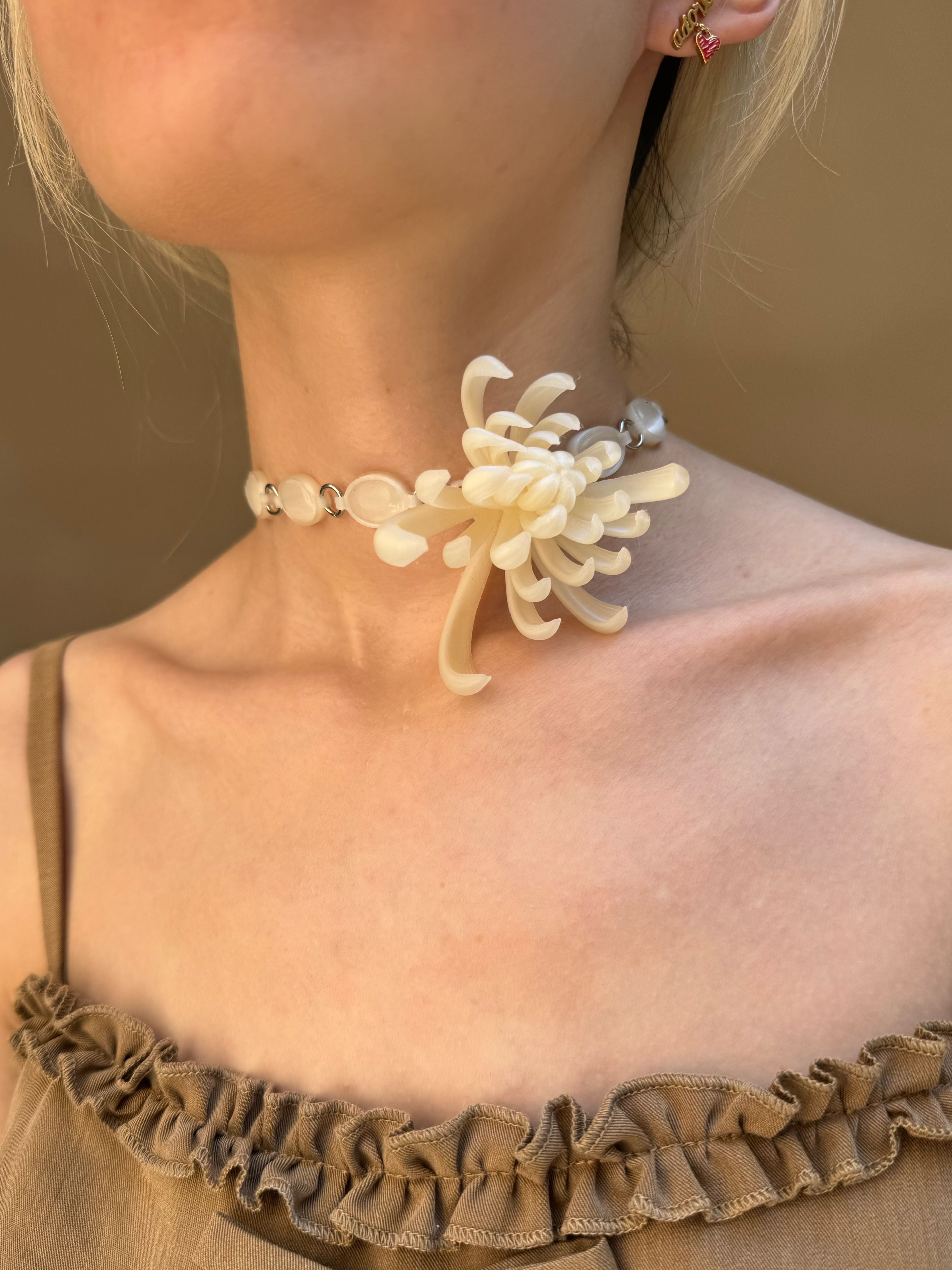 Firework Chrysanthemum Chrysoberyl Sterling Silver Chocker