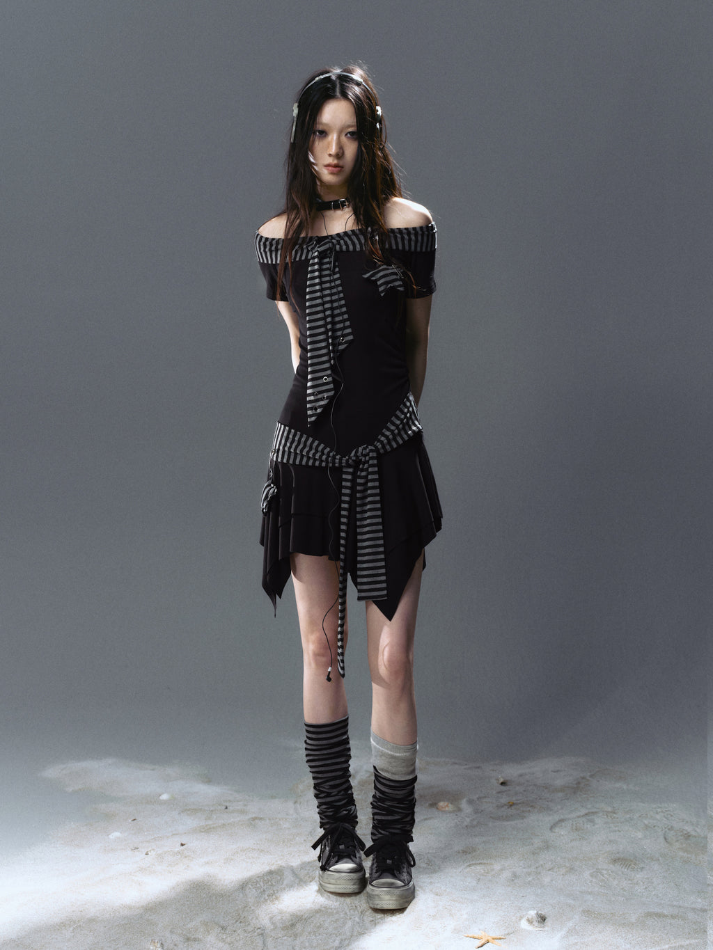 Punk Starfish Striped Tube Dress