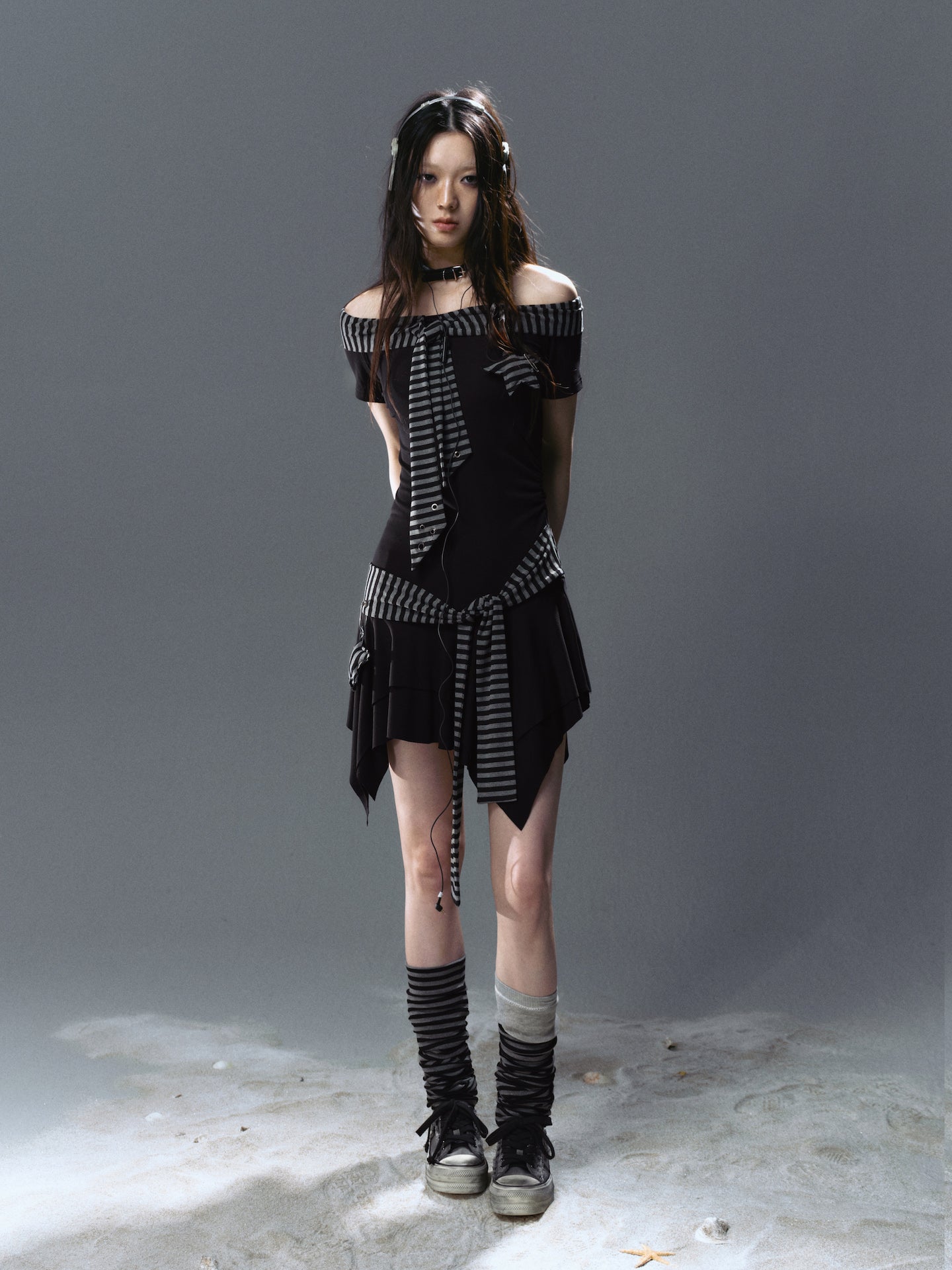 Punk Starfish Striped Tube Dress