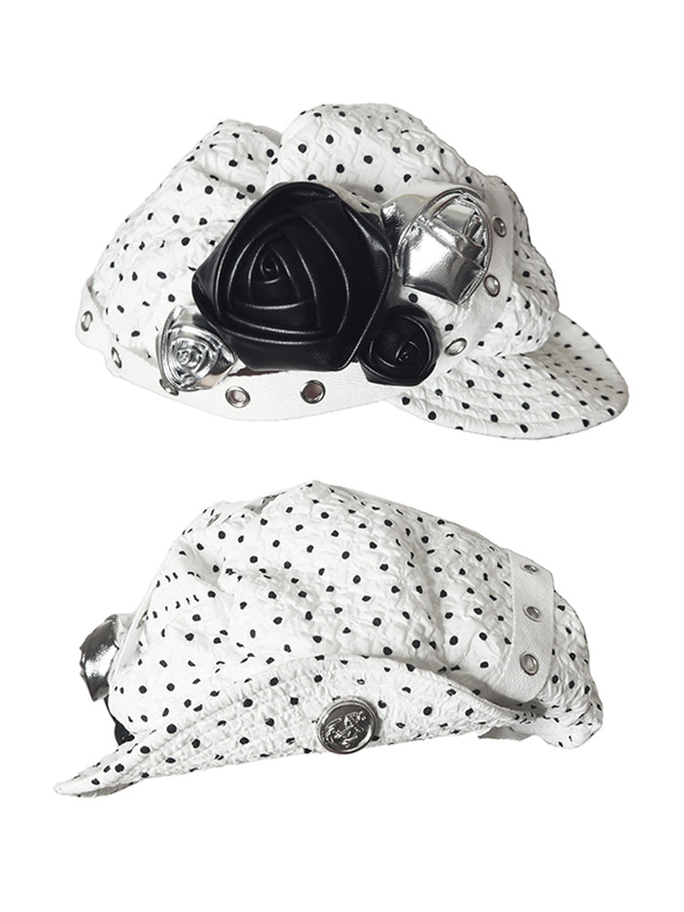 Handmade 3D Leather Dot Beret