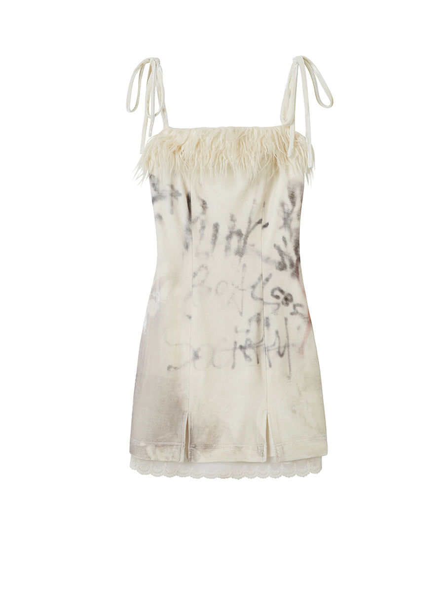 Soft Velvet Printed Slip Dress