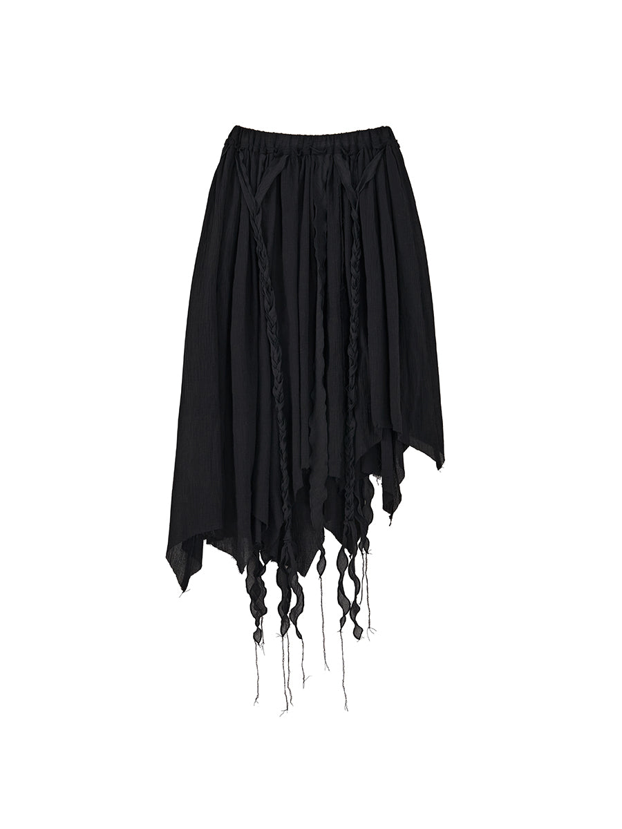 Black Semi-Asymmetrical Tulle Skirt