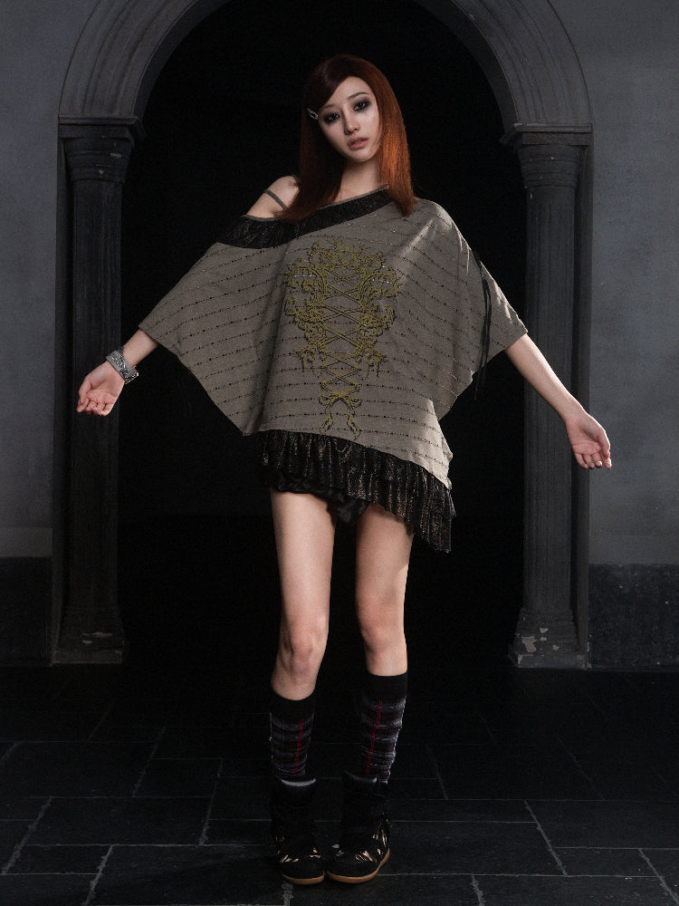 Oversized Batwing Lace T-shirt