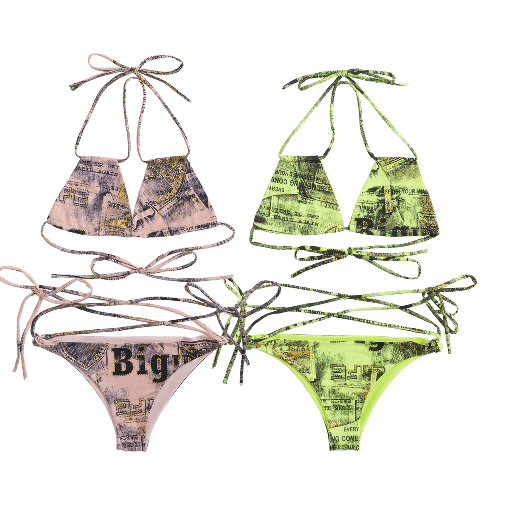 Denim Print String Bikini