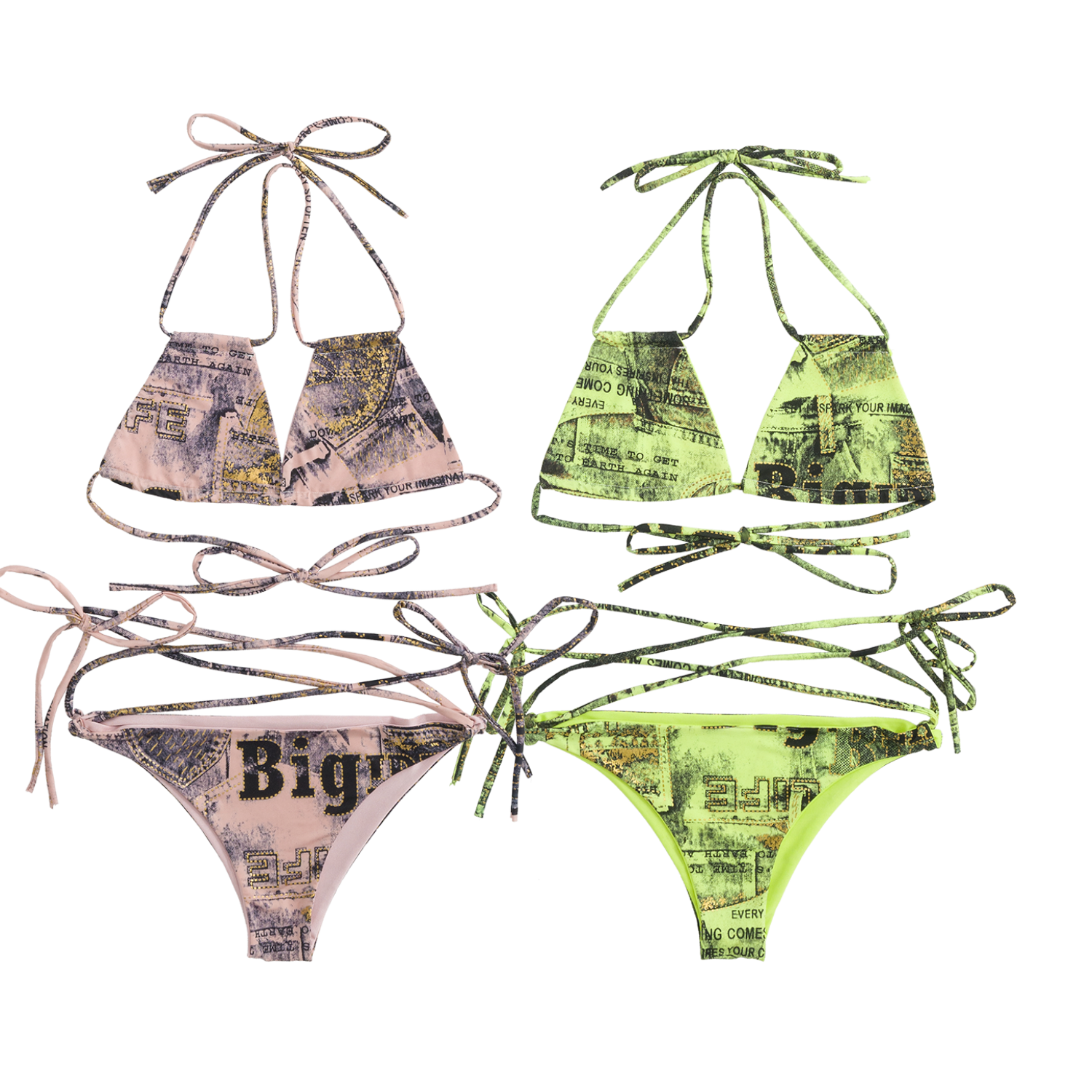 Denim Print String Bikini