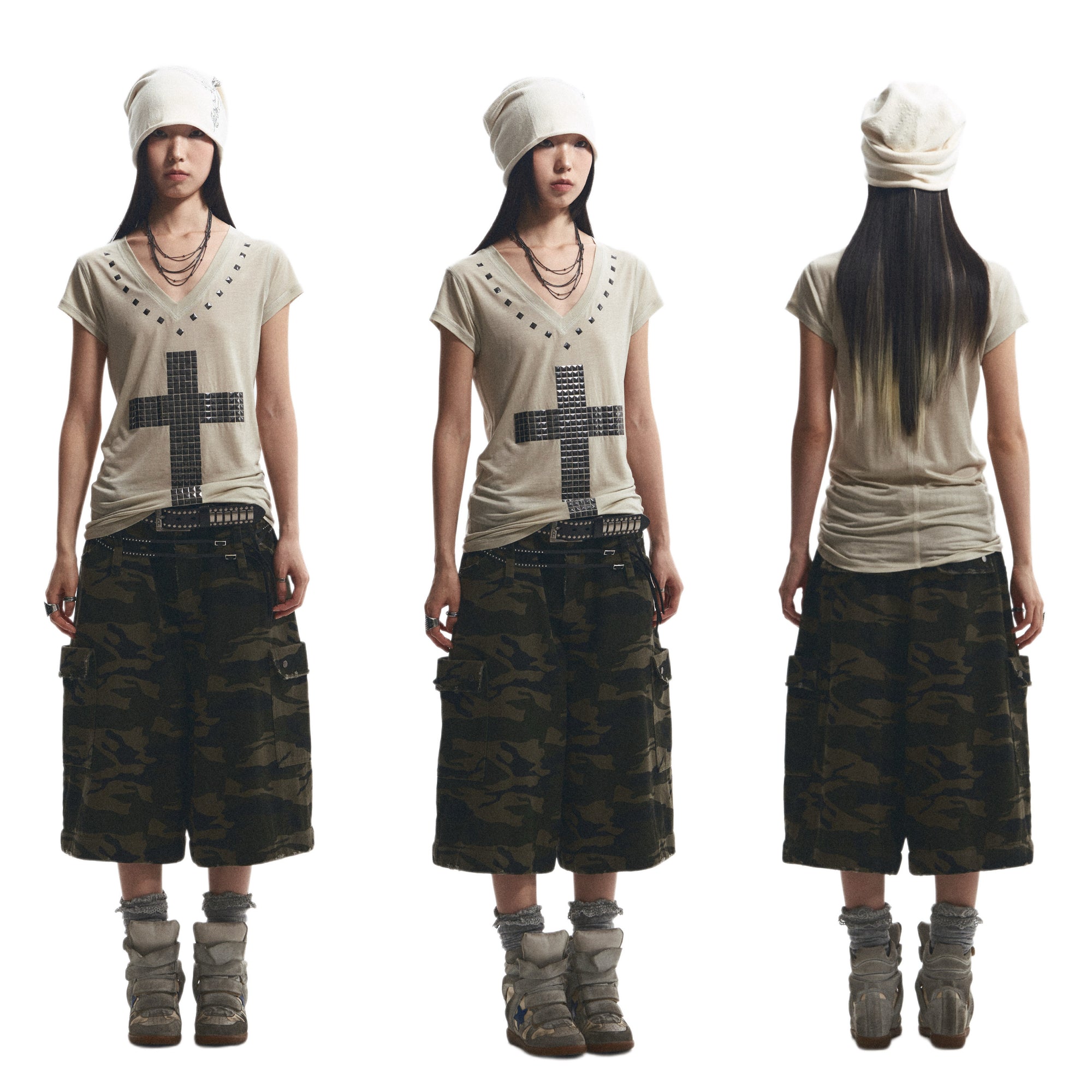 Loose Comfortable Cross Rhinestone T-Shirt