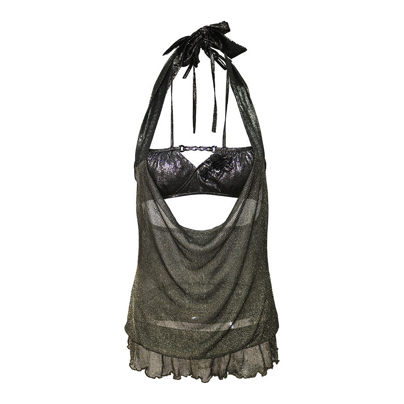 Metallic Thread Draped Tank Top