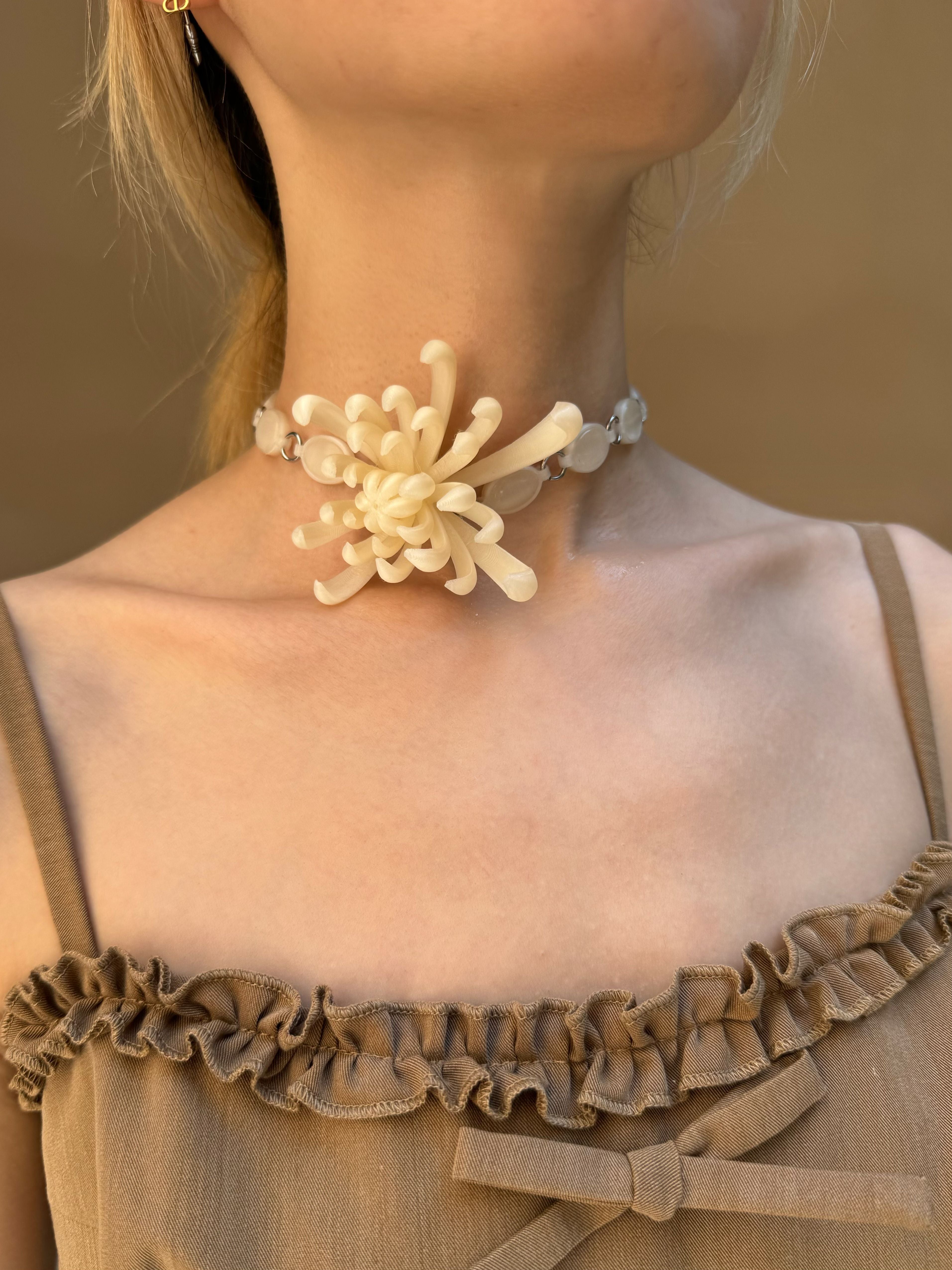 Firework Chrysanthemum Chrysoberyl Sterling Silver Chocker