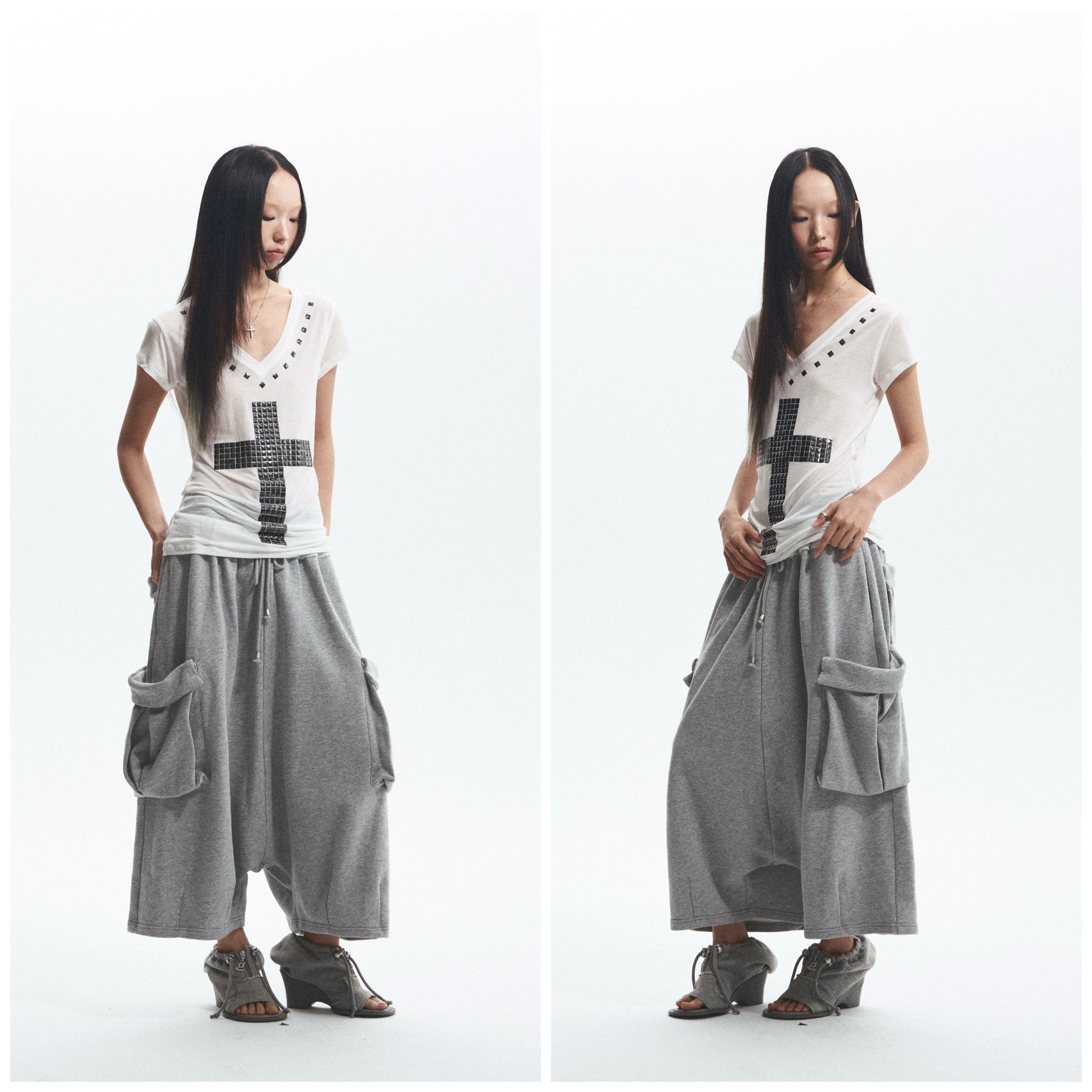 Loose Comfortable Cross Rhinestone T-Shirt