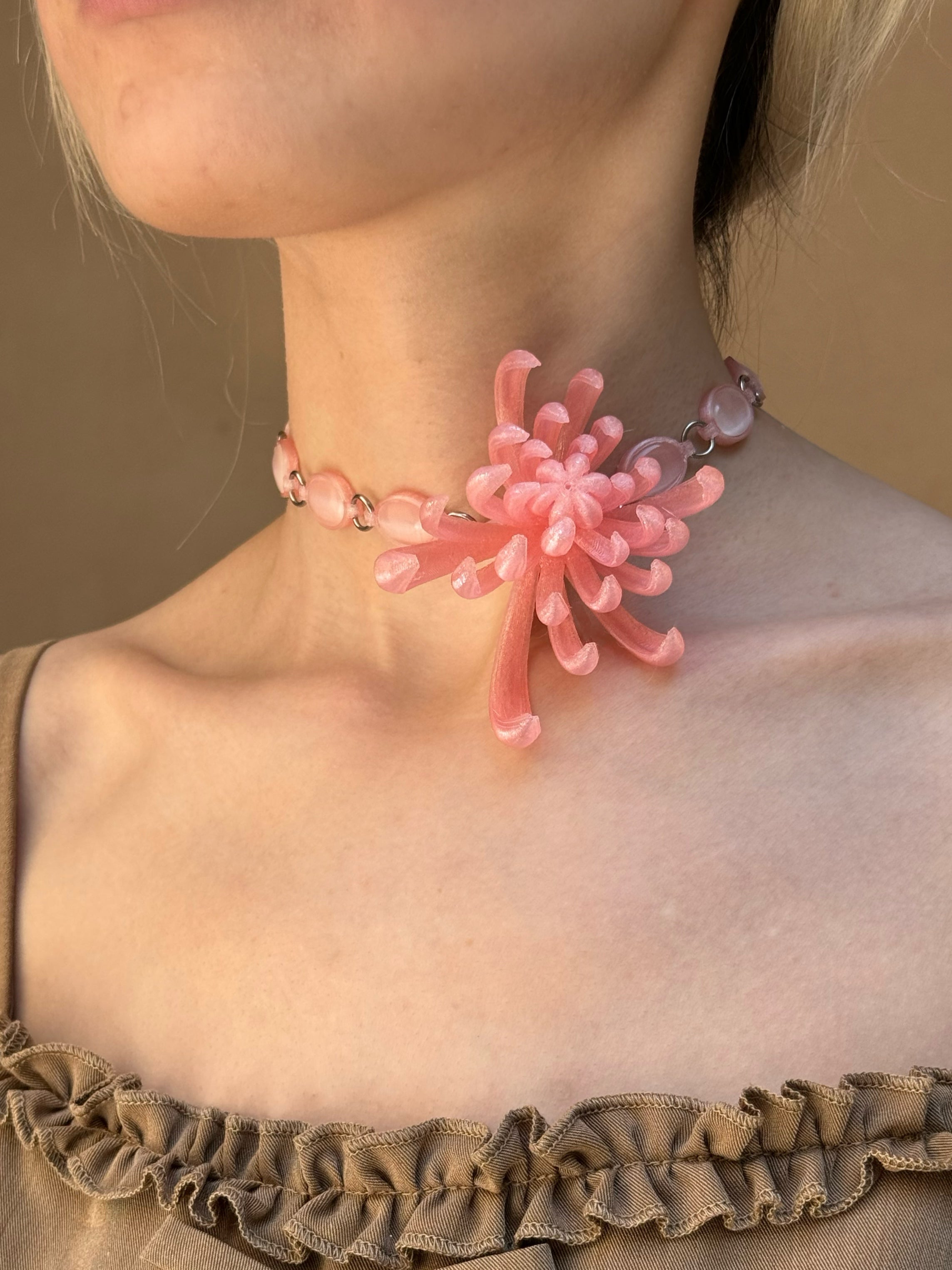Firework Chrysanthemum Chrysoberyl Sterling Silver Chocker