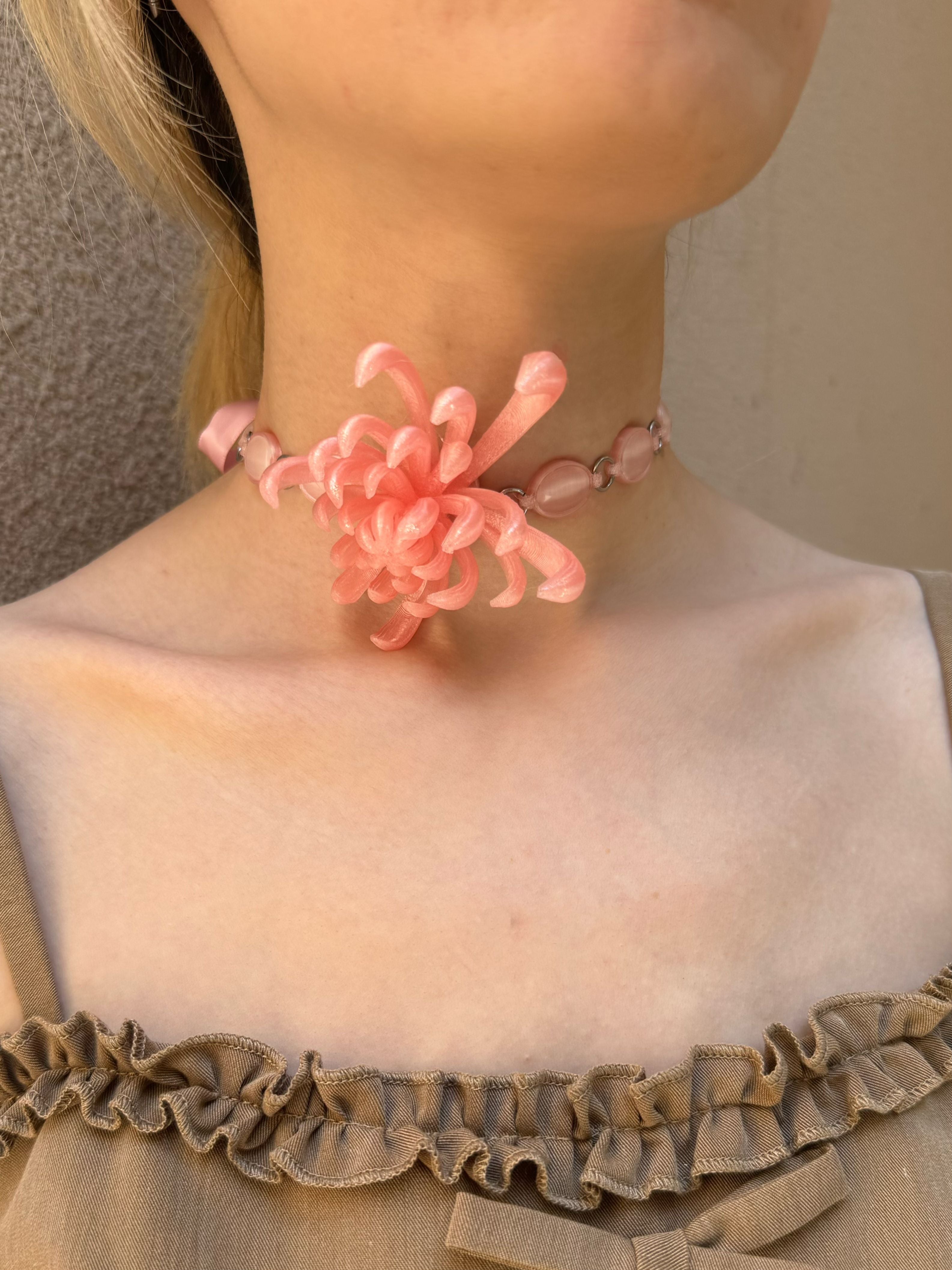 Firework Chrysanthemum Chrysoberyl Sterling Silver Chocker