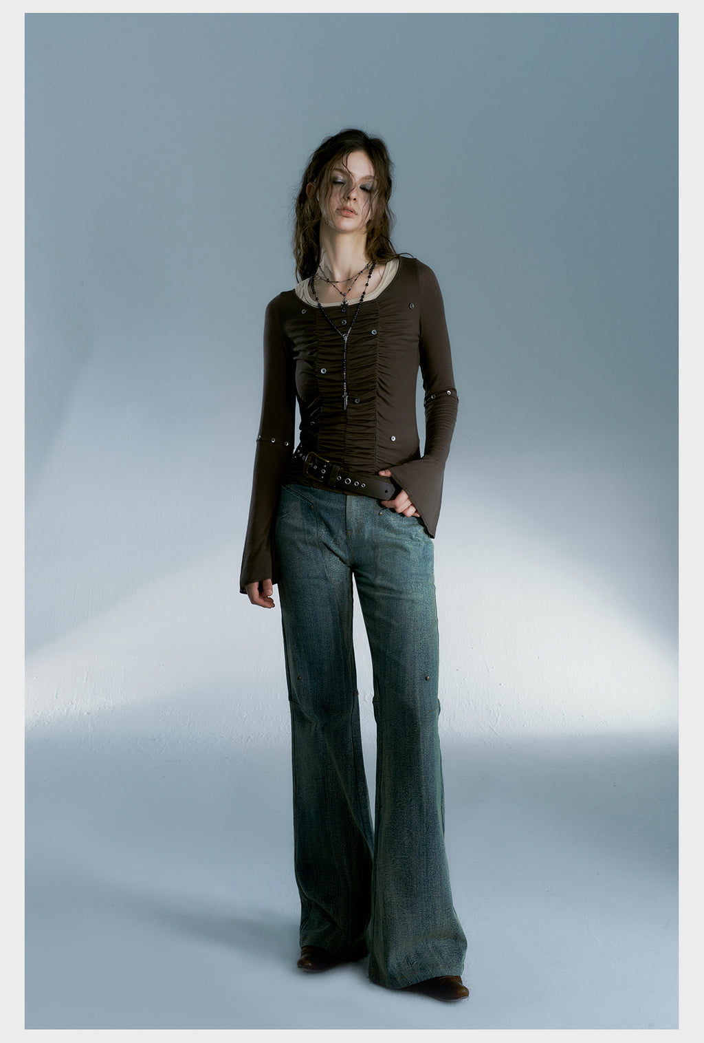 Ruffled Bell-Sleeve T-Shirt