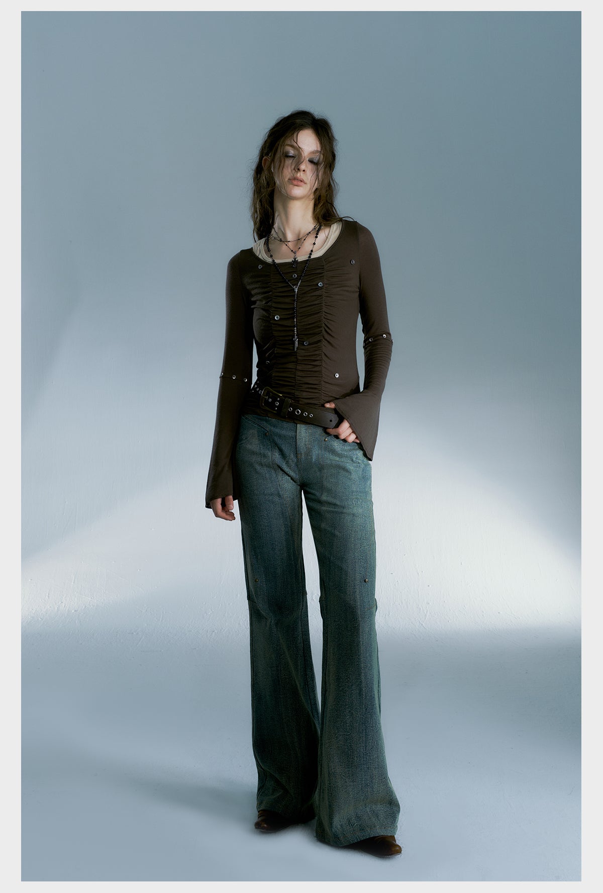Ruffled Bell-Sleeve T-Shirt