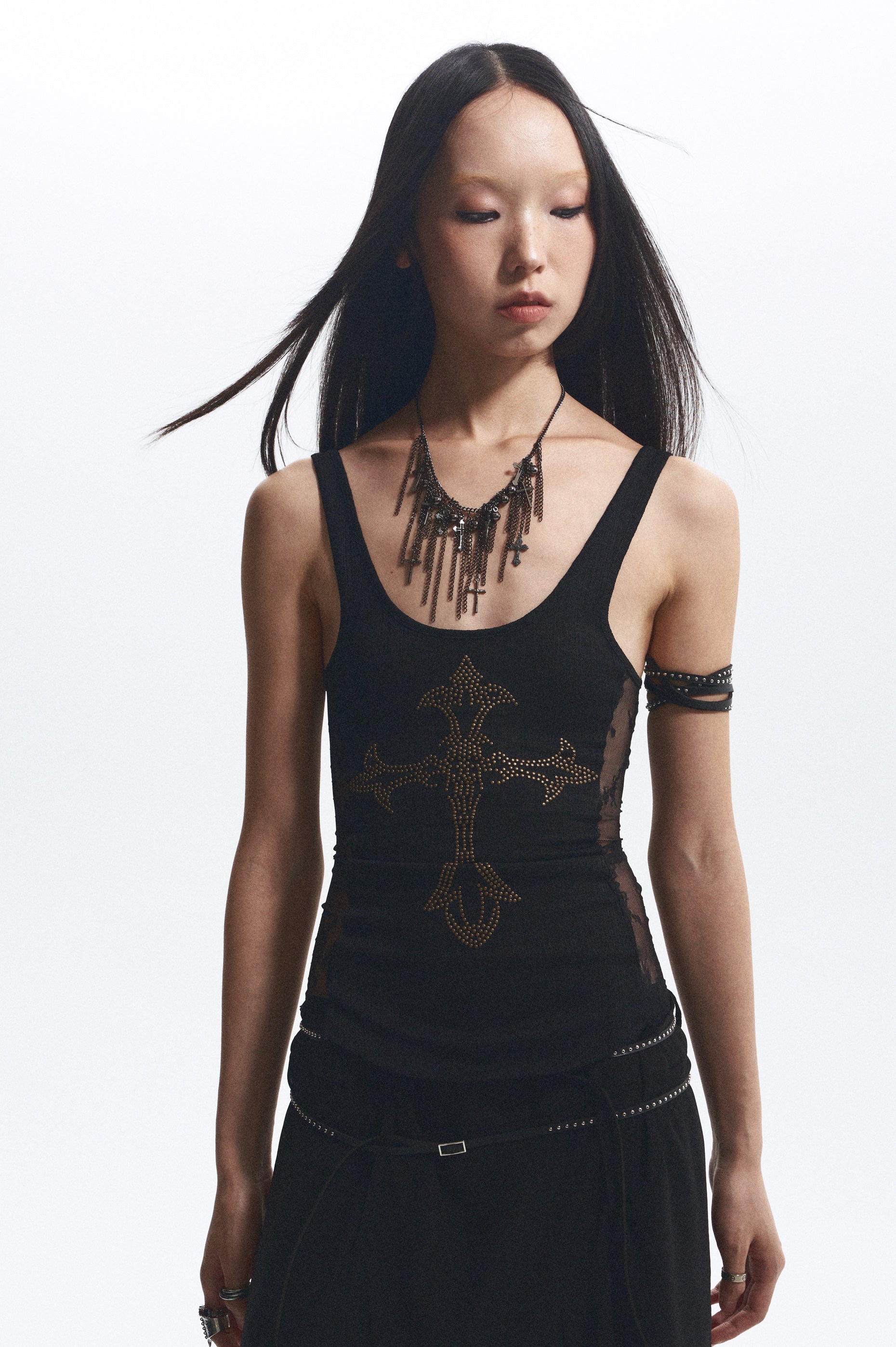 Slim Lace Splicing Stretch Camisole Shirt