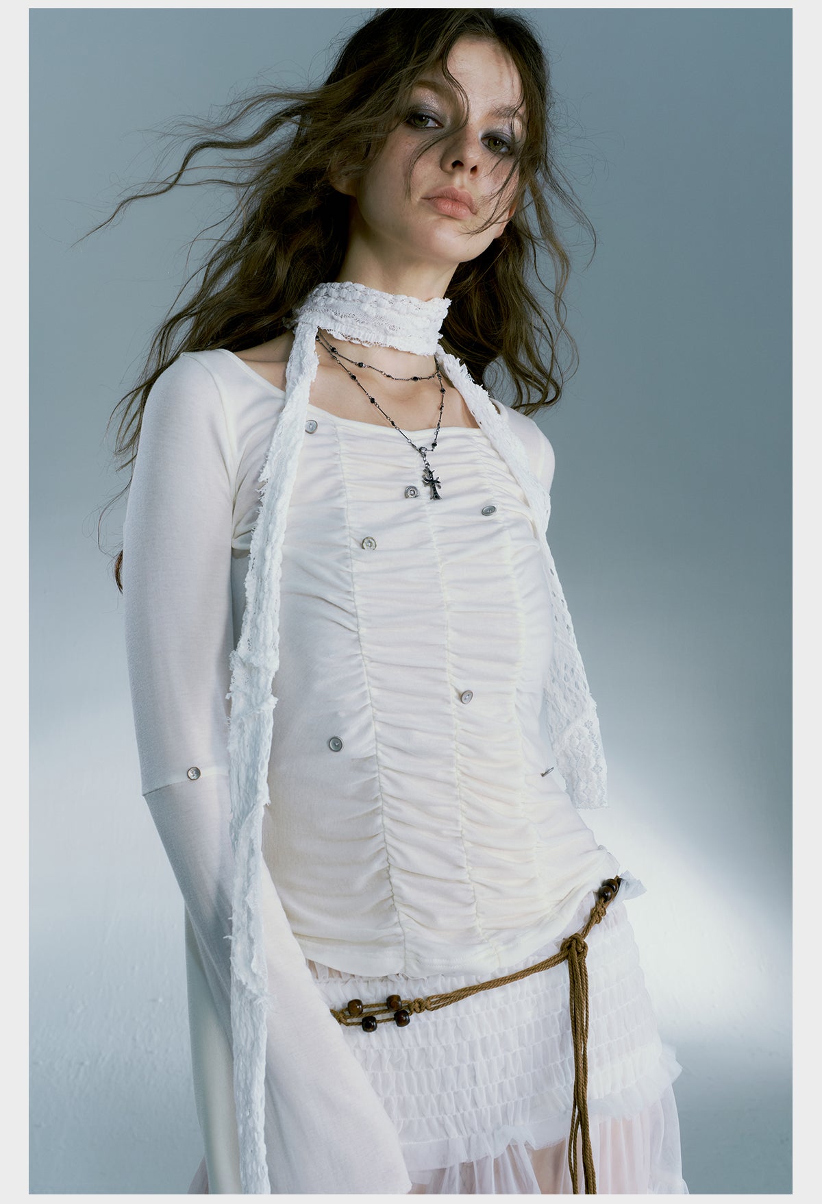 Ruffled Bell-Sleeve T-Shirt