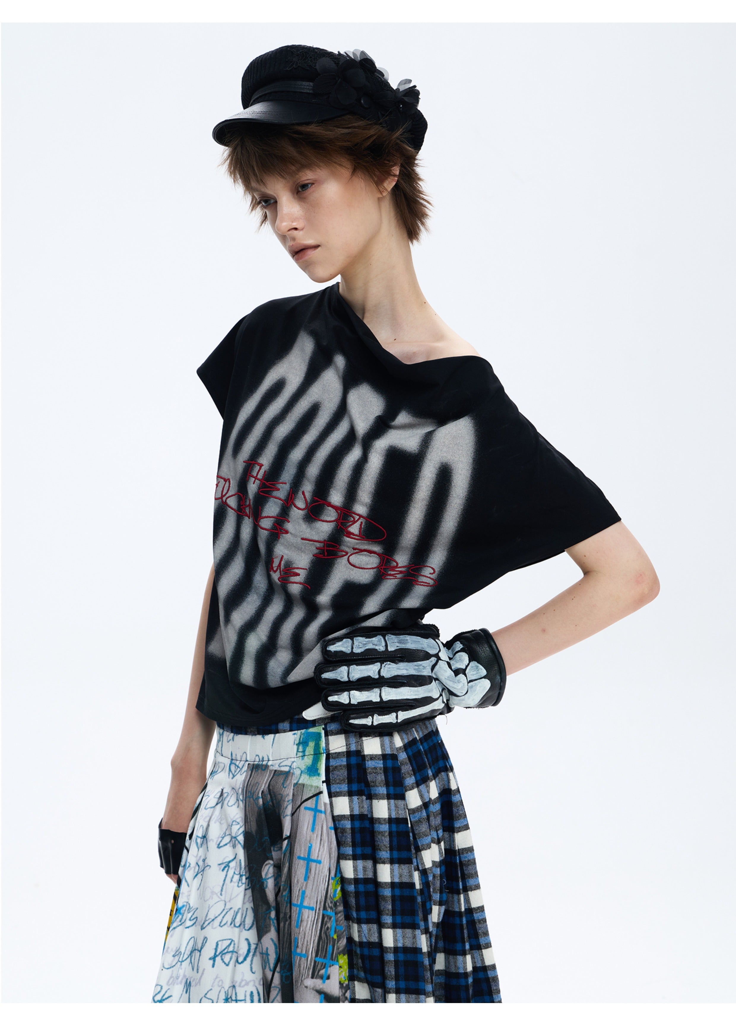 "BORED" Embroidered Deconstructed Tee