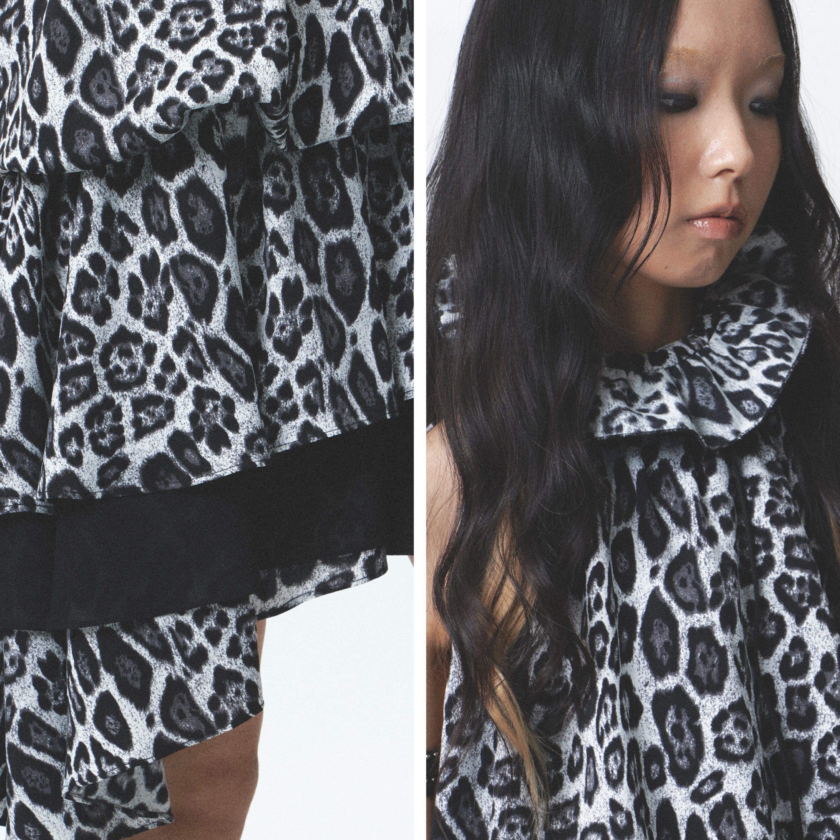 Leopard Print Asymmetrical Ruffle Dress (Incl. Belt)
