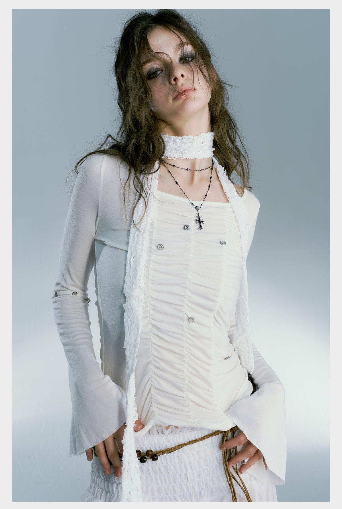Ruffled Bell-Sleeve T-Shirt
