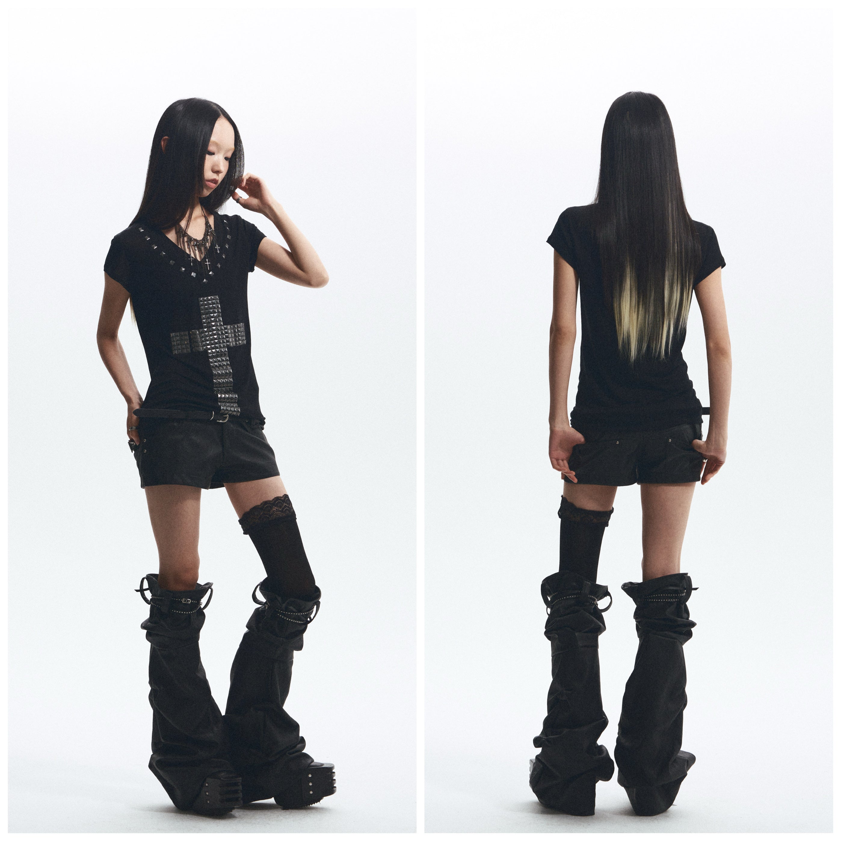 Loose Comfortable Cross Rhinestone T-Shirt