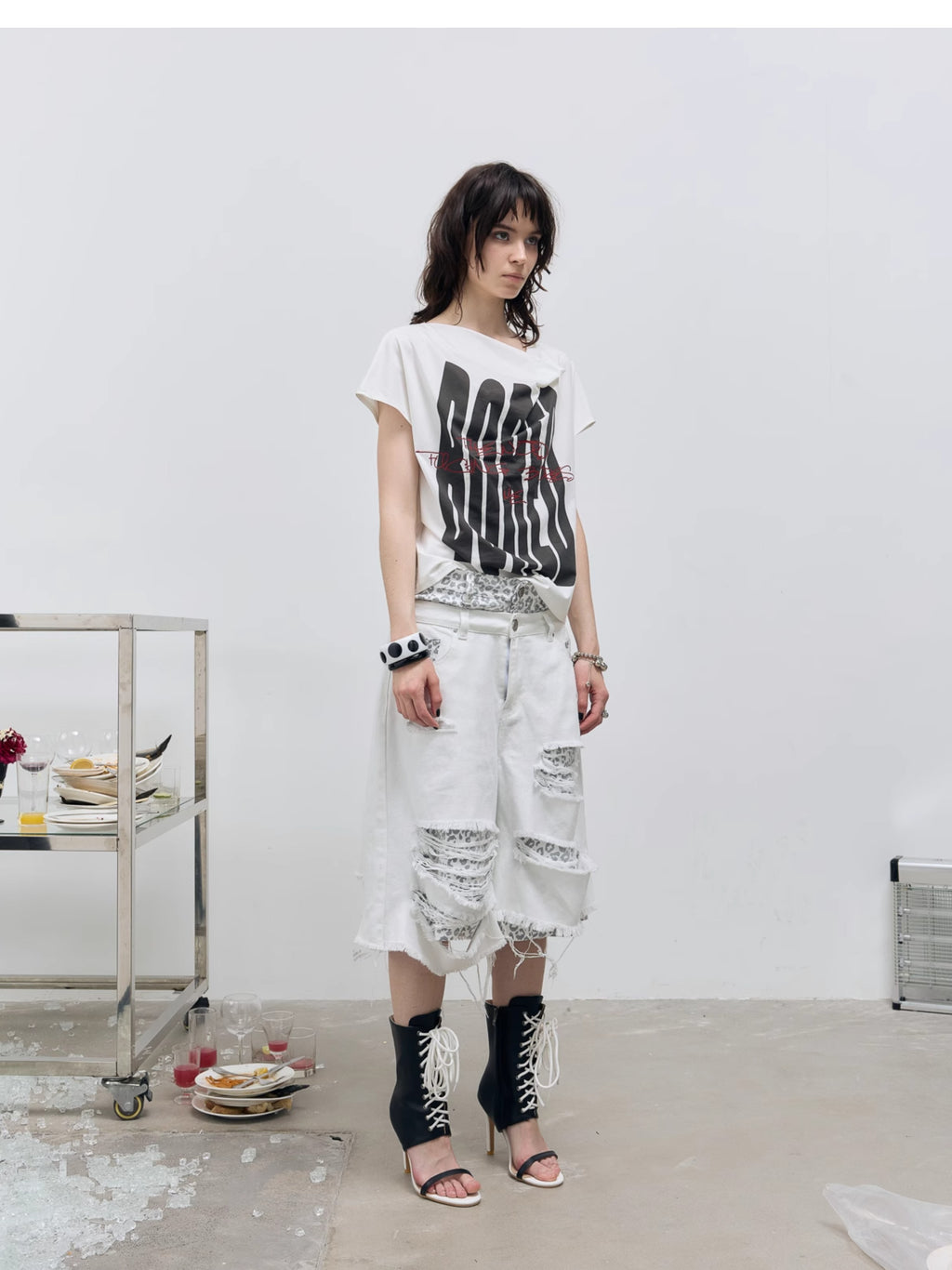 "BORED" Embroidered Deconstructed Tee