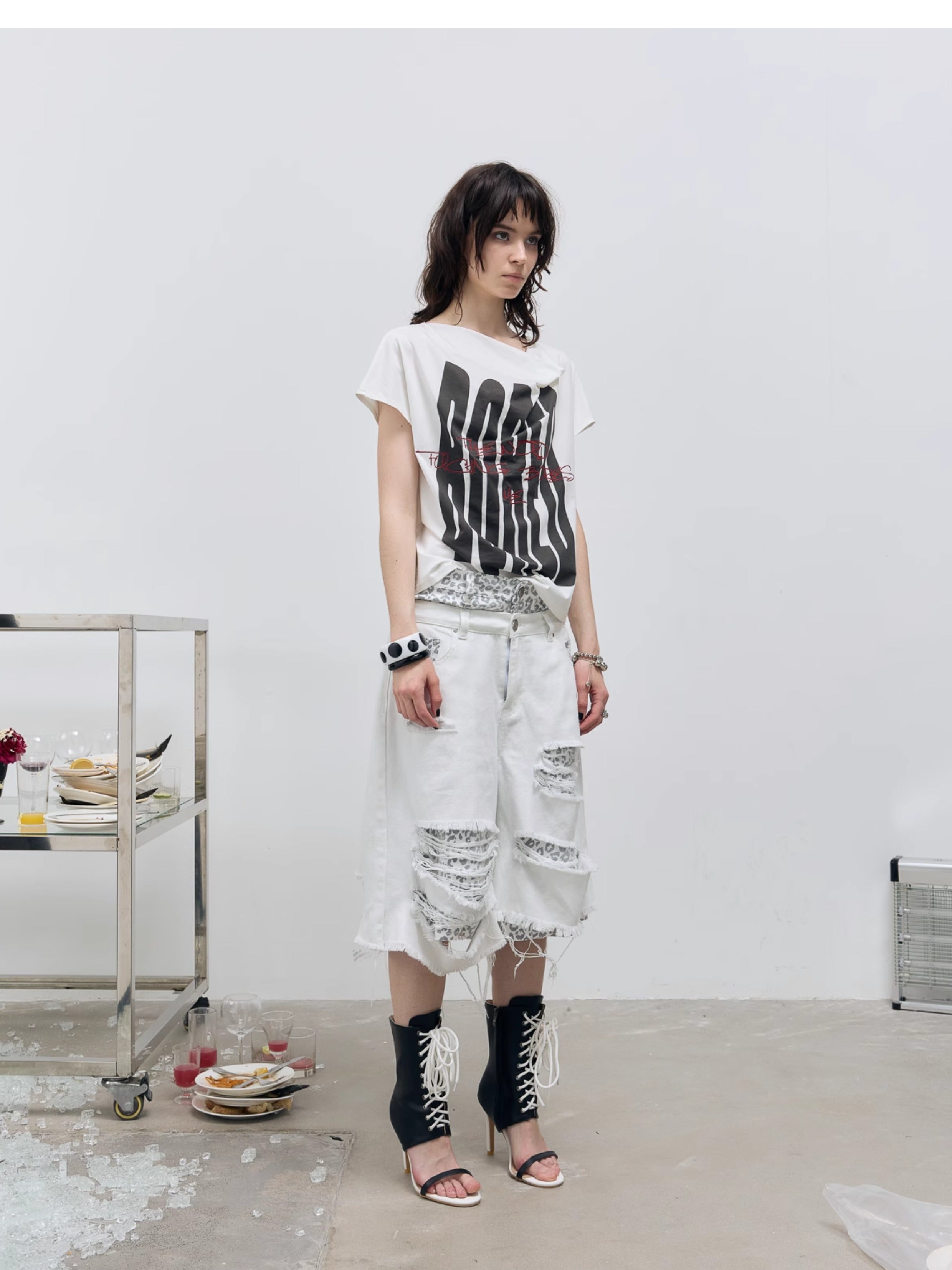 "BORED" Embroidered Deconstructed Tee