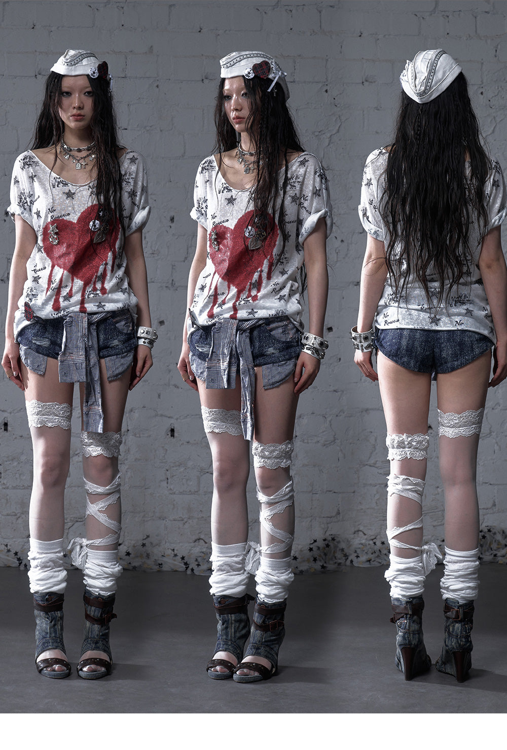 Distressed Print Oversized Tee