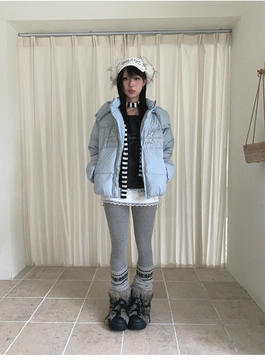 Street wing printed hooded cotton jacket