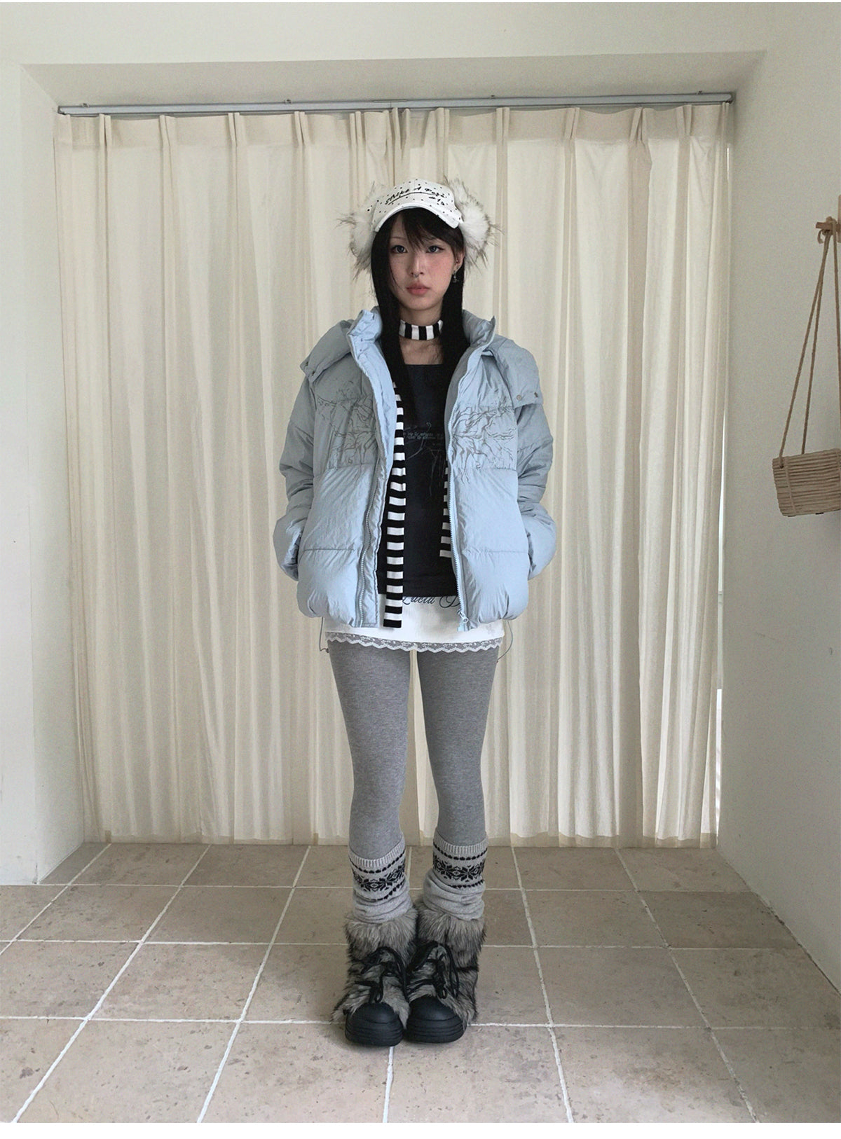 Street wing printed hooded cotton jacket