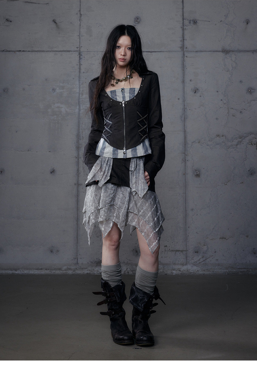 Vintage Punk Baroque Fake Two-Piece Long Sleeve Shirt