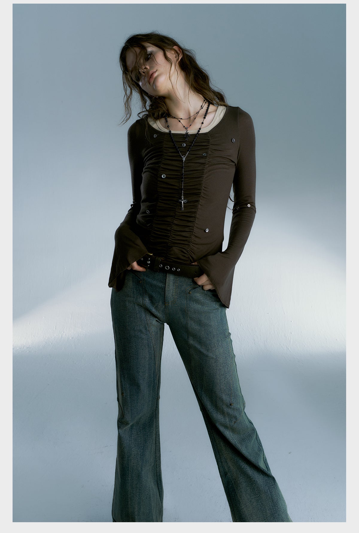 Ruffled Bell-Sleeve T-Shirt