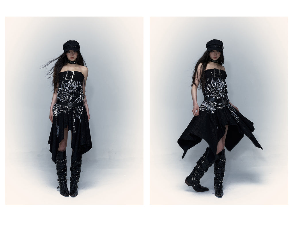 Punk Printed Sheath Dress Halter