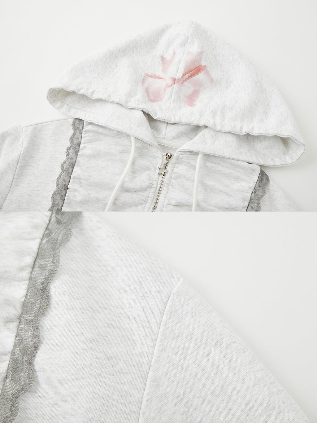 Lace pleated hoodie