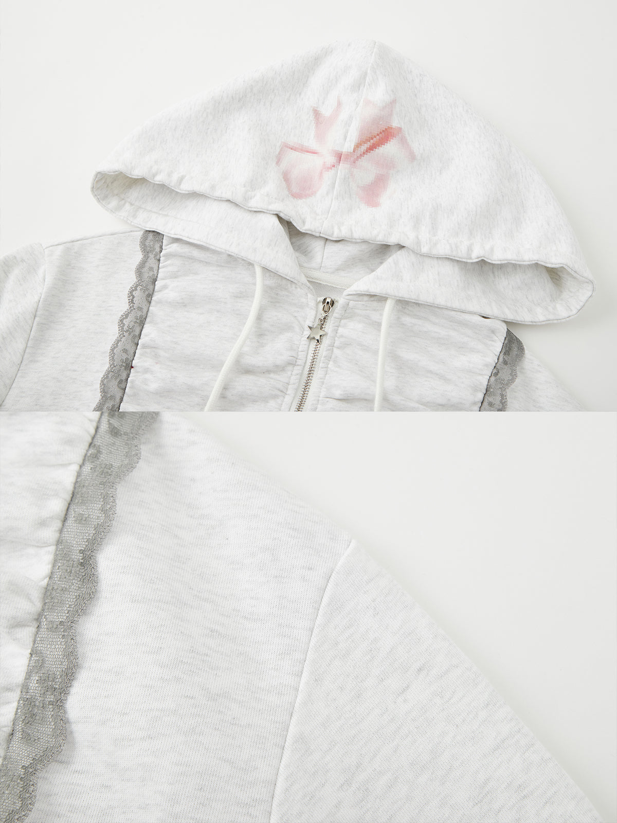 Lace pleated hoodie