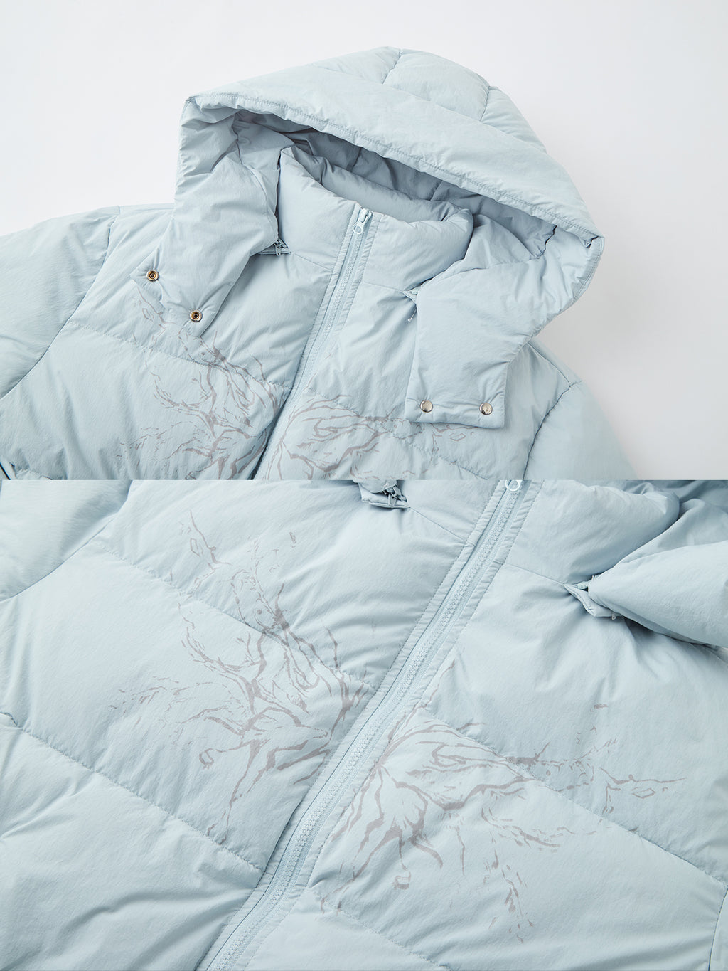 Street wing printed hooded cotton jacket