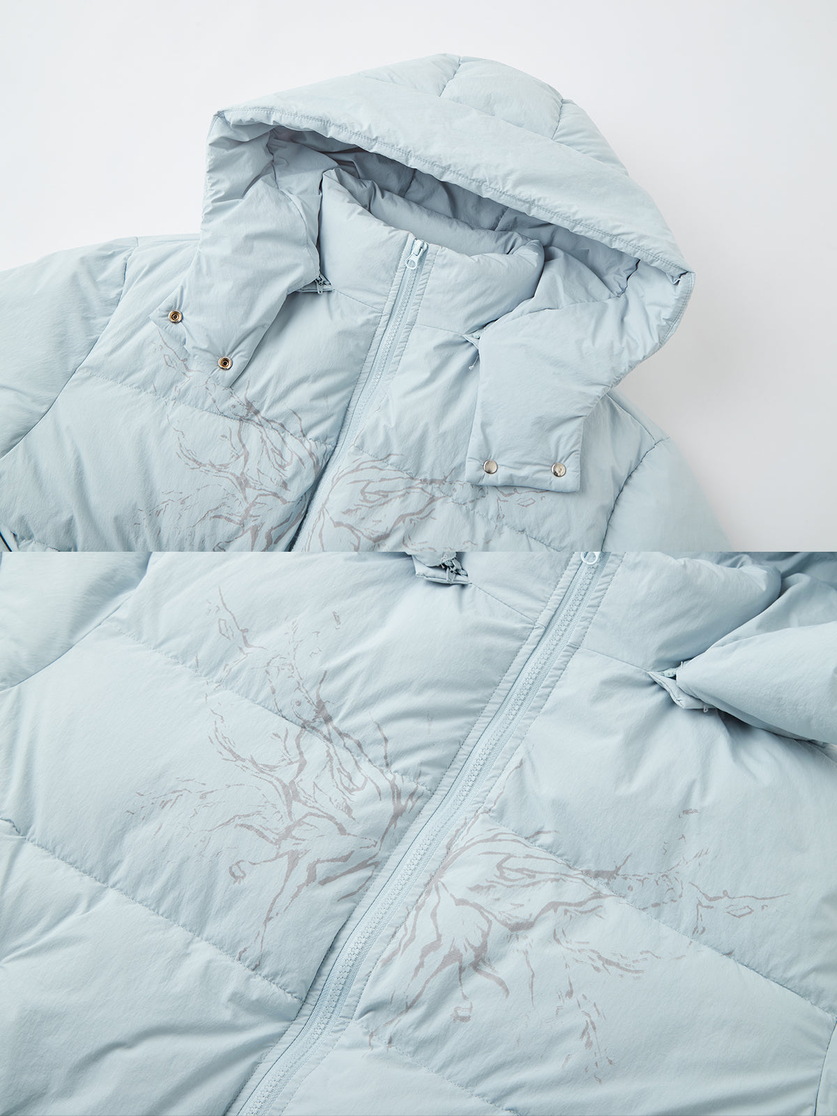 Street wing printed hooded cotton jacket