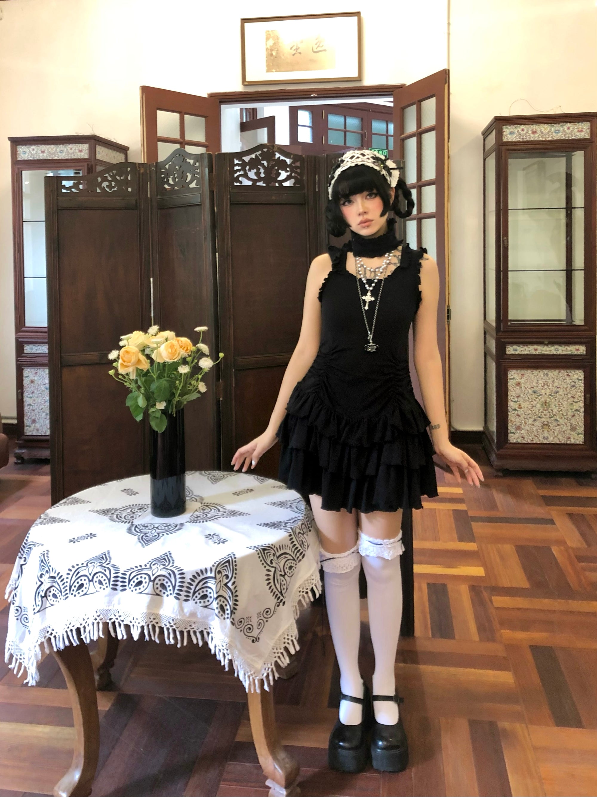 Lace vest dress