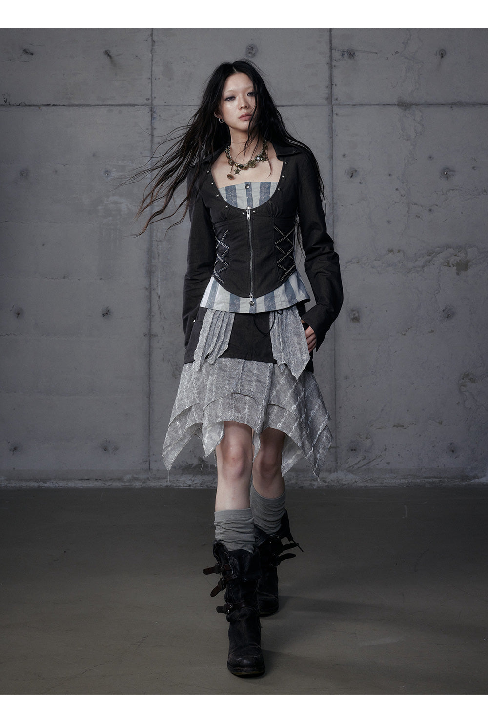 Vintage Punk Baroque Fake Two-Piece Long Sleeve Shirt