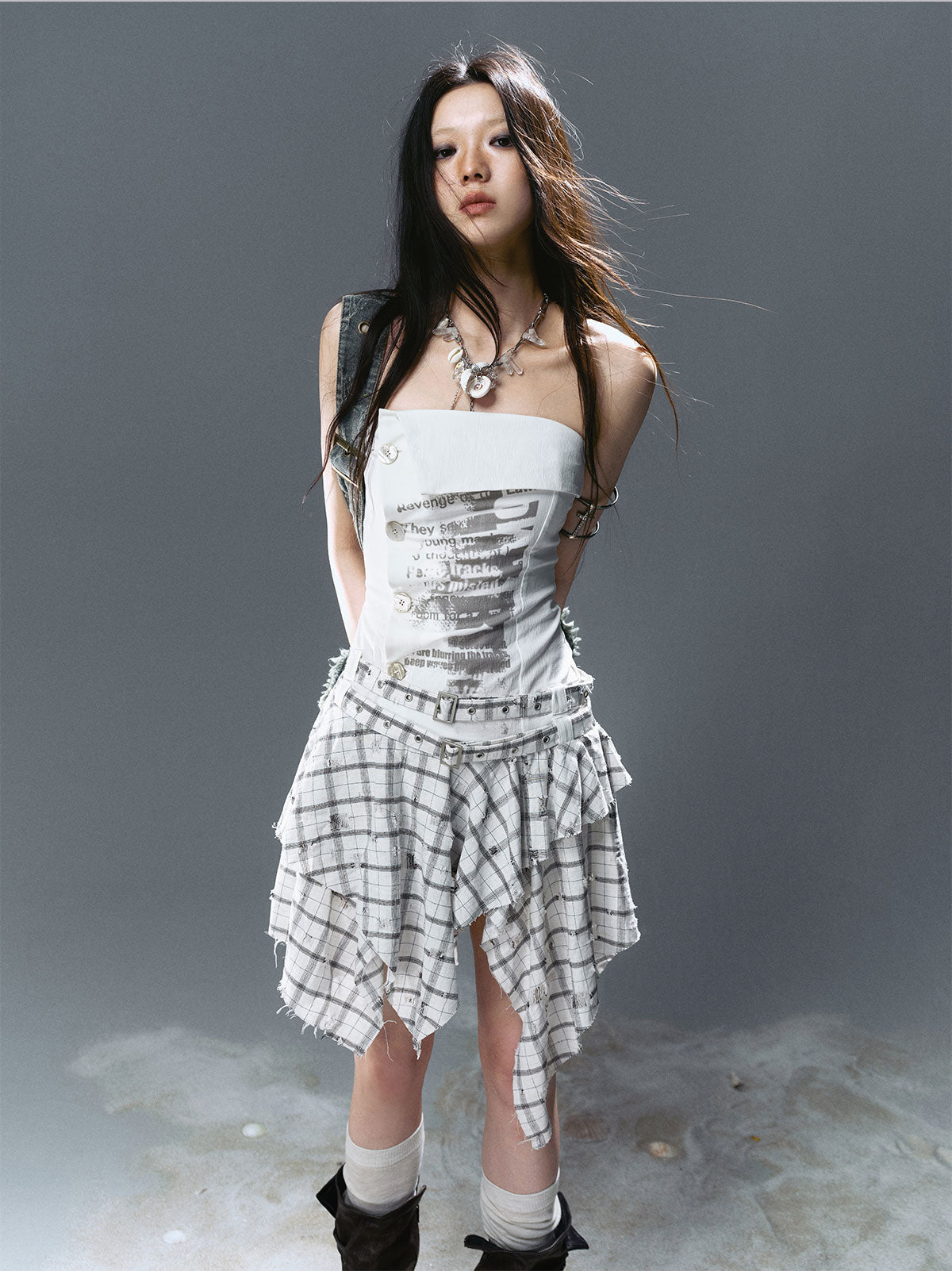 Graffiti Print Pleated Irregular Dresses
