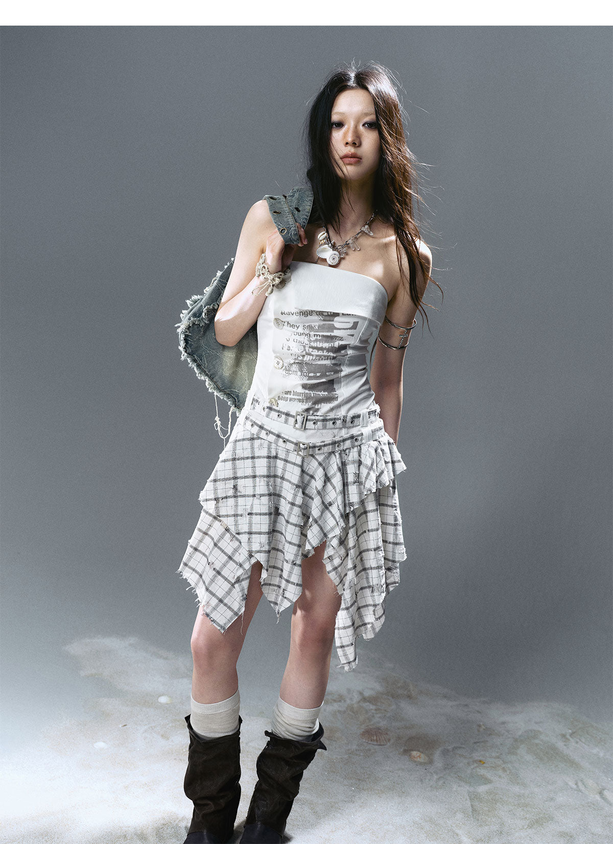 Graffiti Print Pleated Irregular Dresses