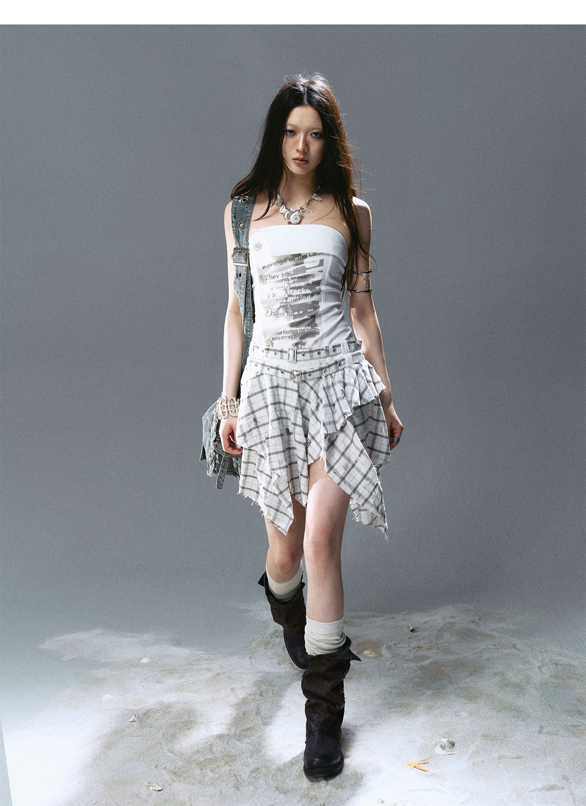 Graffiti Print Pleated Irregular Dresses