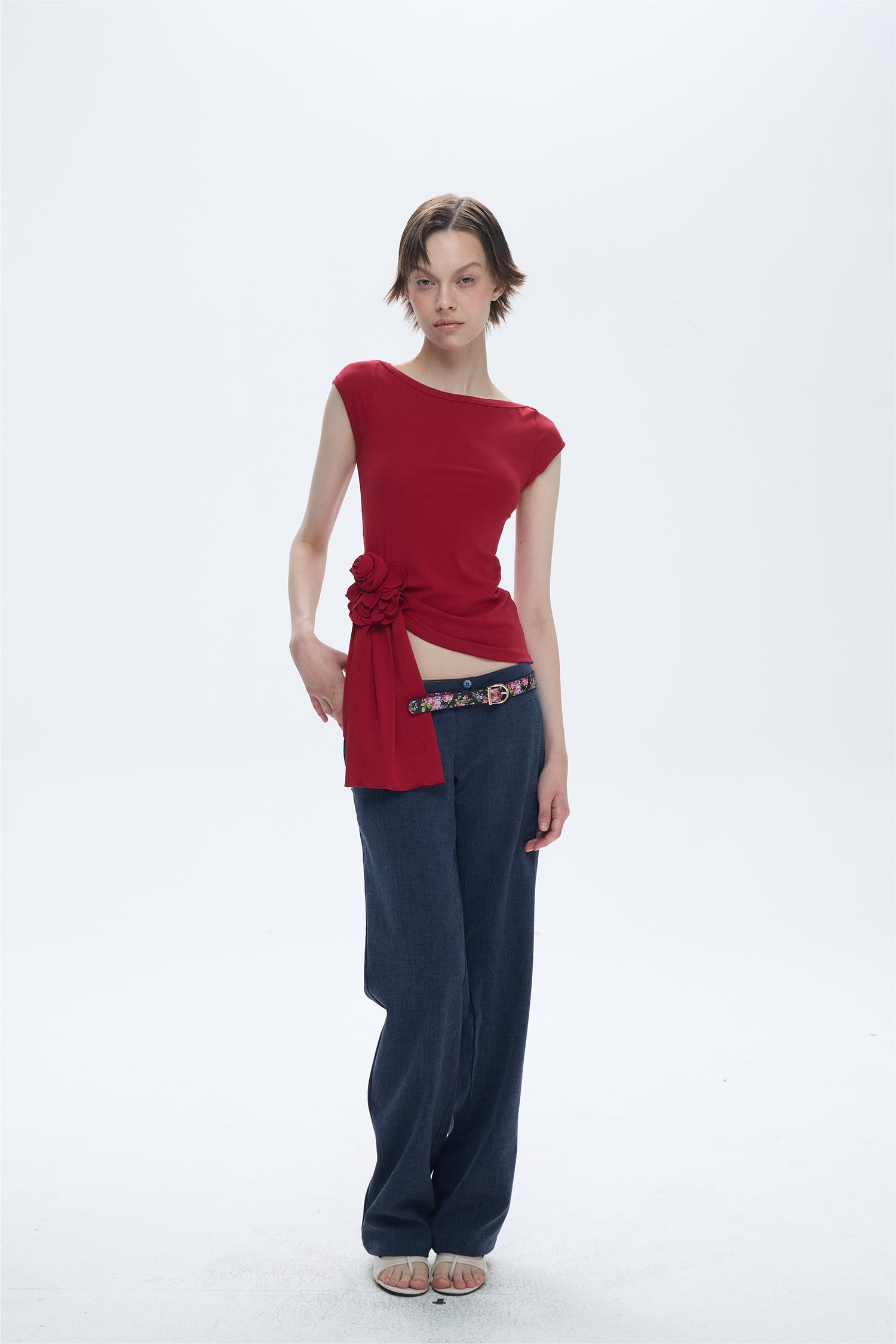 Asymmetric Floral Print T-Shirt