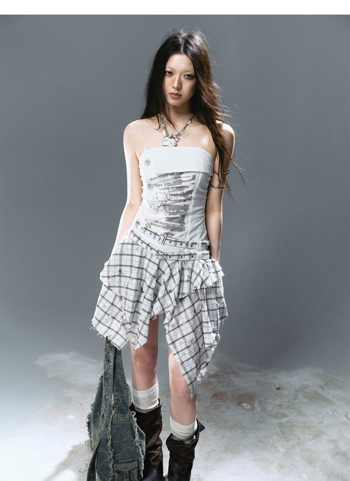 Graffiti Print Pleated Irregular Dresses